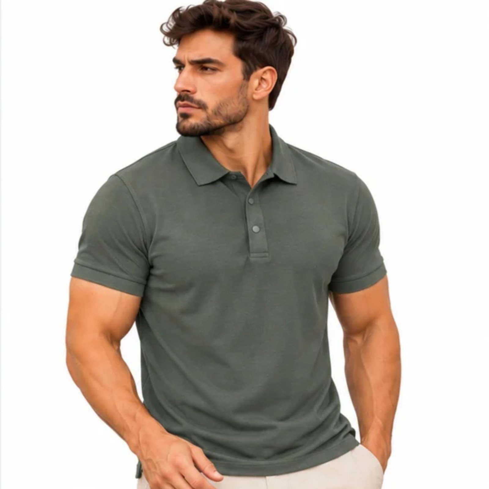Polo Masculina Poliamida Casual Esportiva Confortável Premium Verde