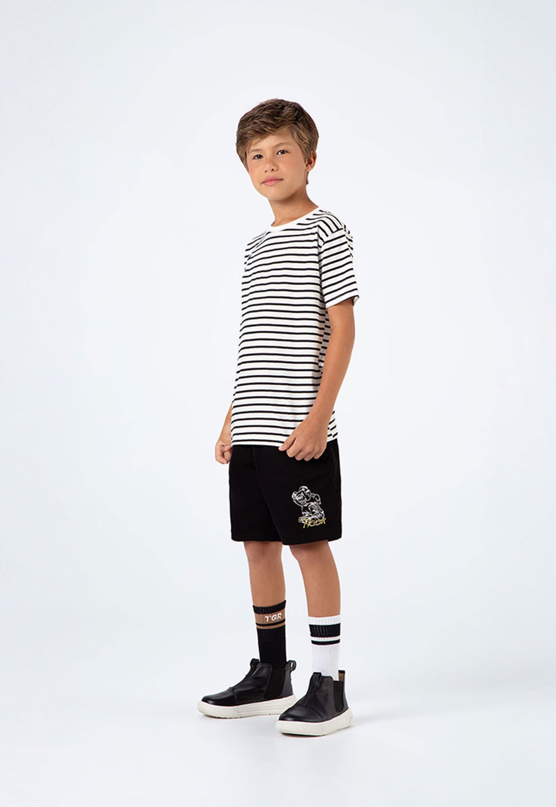 Infantil - Conjunto Tigor T Tigre Listrado Curto Preto