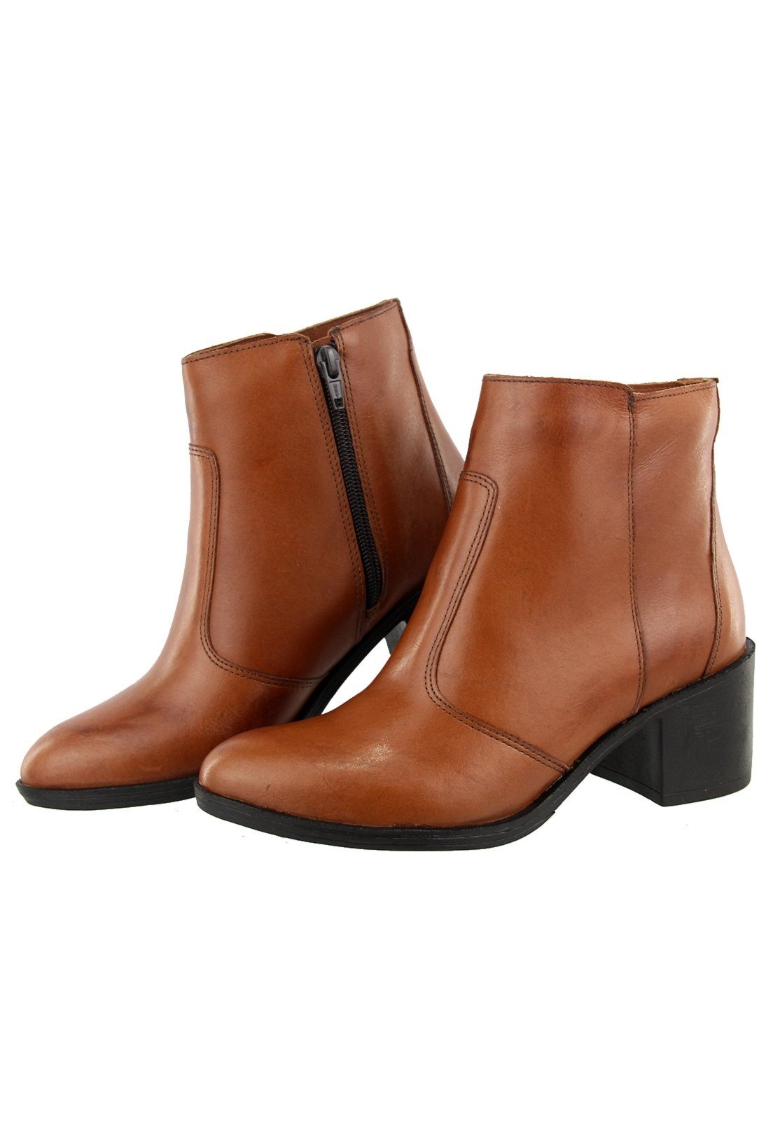 Bota em Couro Cano Curto Lisa Maria Paula Conforto Rusty