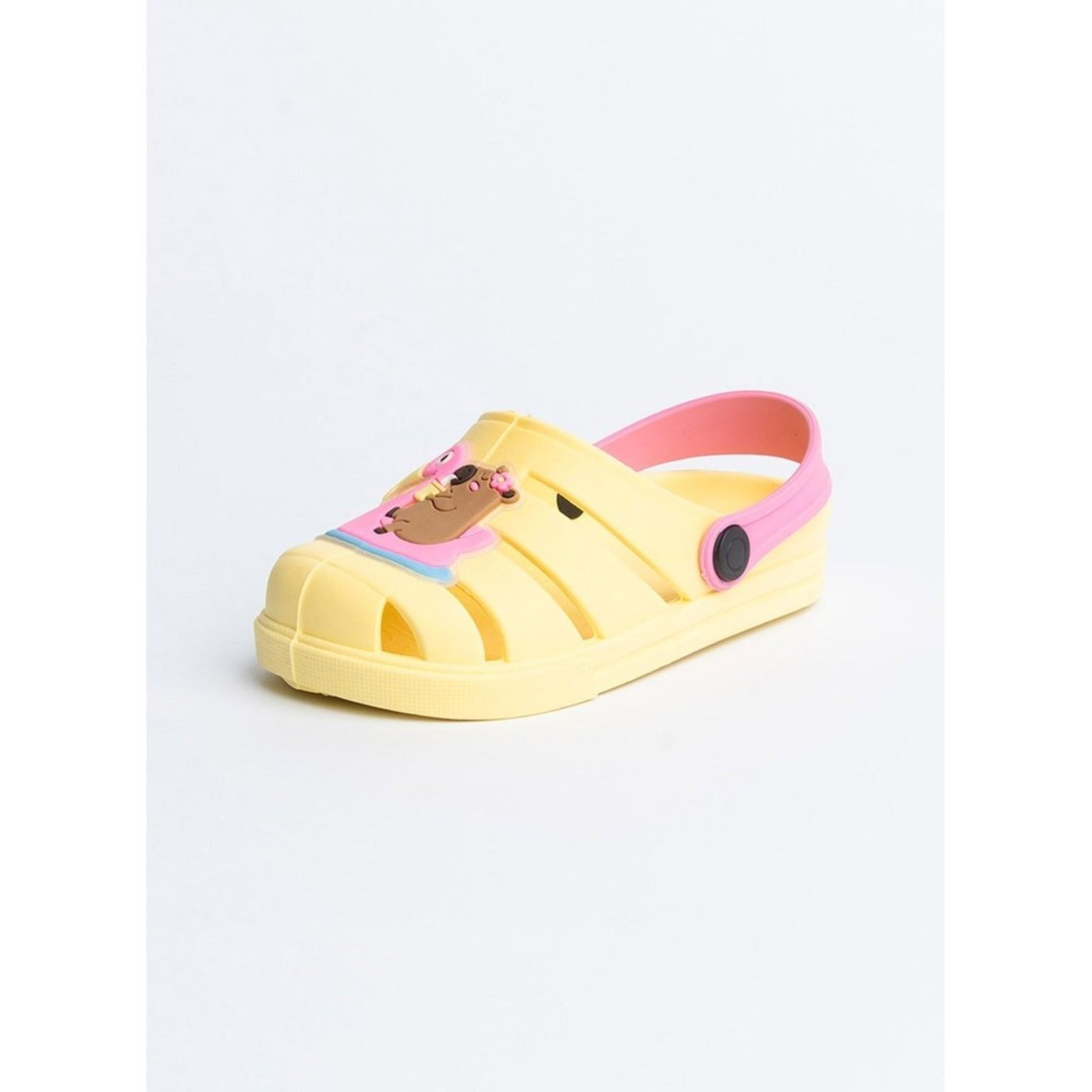 Vista 3 Infantil - Babuche Menina Amarelo com Tira Rosa Capivara no Flamingo Molekada amarelo rosa Molekada amarelo rosa