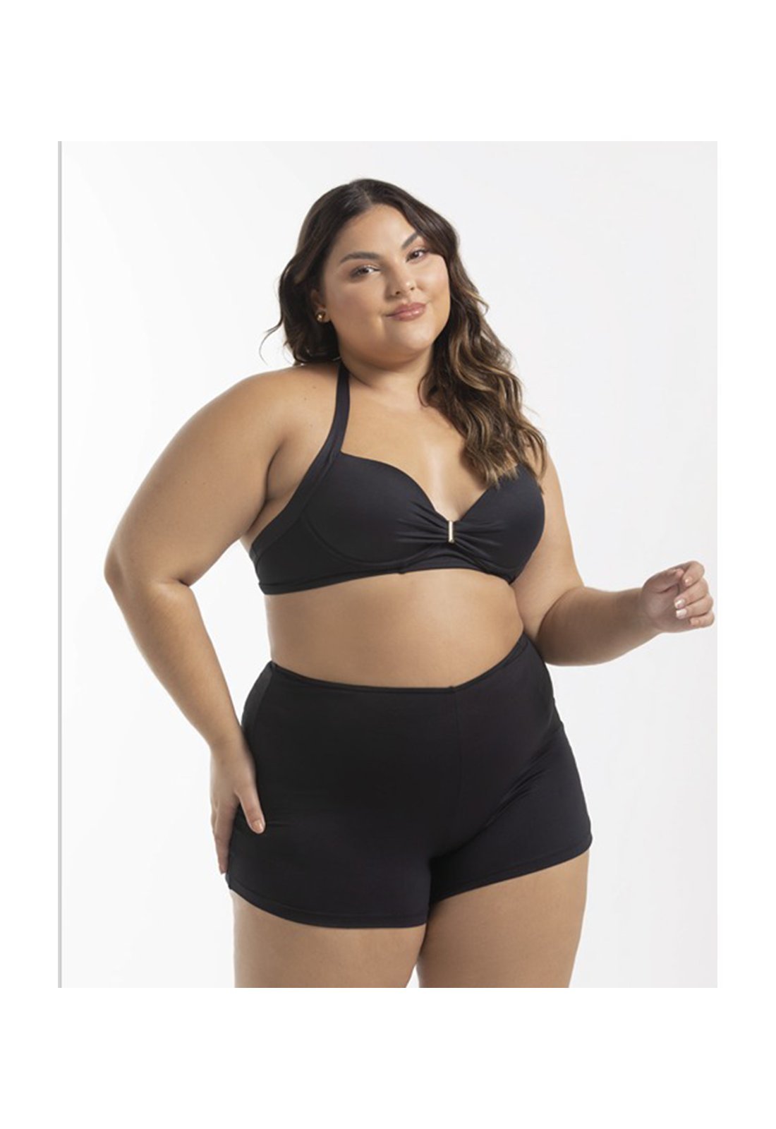 Bermuda de Praia Feminina Plus Size Preta