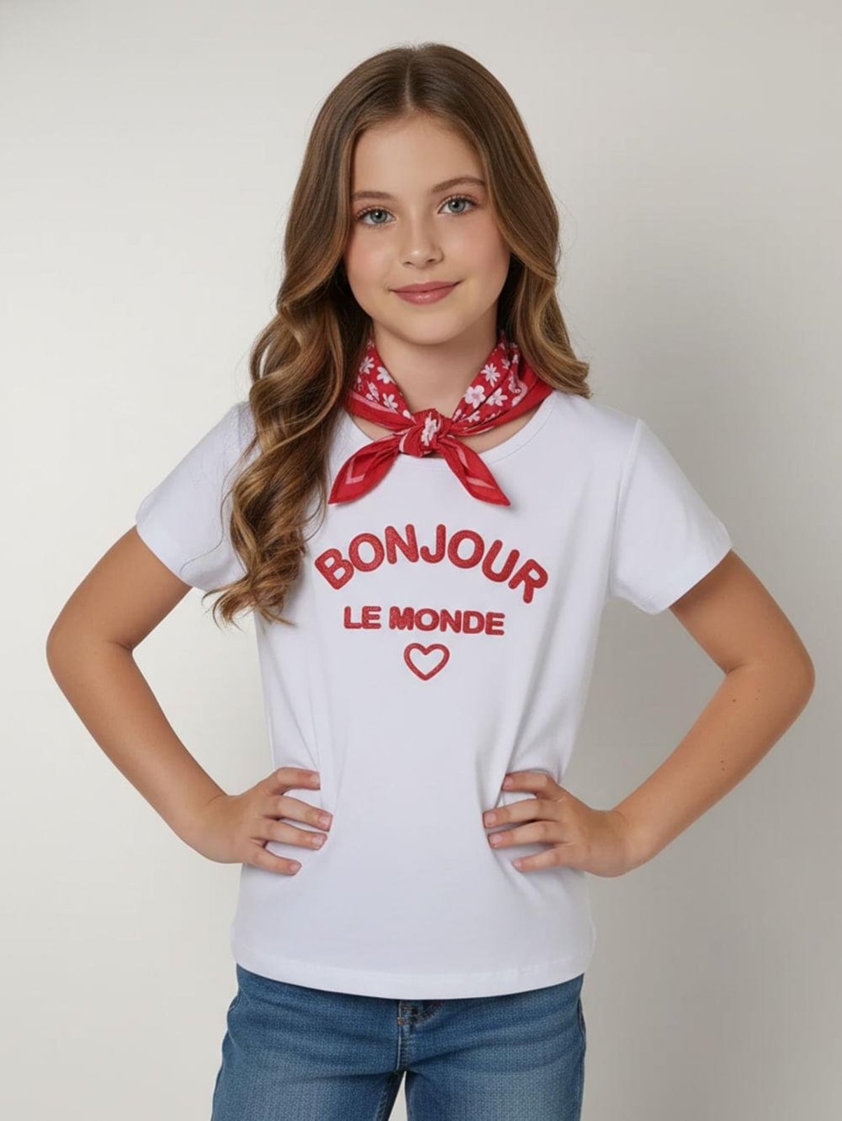 Infantil - Blusa Cotton Com Lenço Vels Juvenil Para Menina- BRANCO