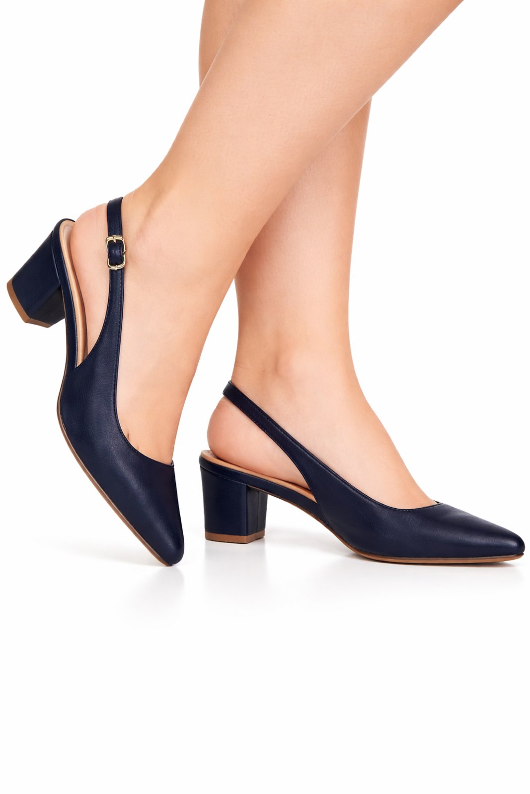 Vista 3 Scarpin Slingback Feminino Takata Salto Bloco Baixo Bico Fino Scarpin Sintético TAKATA BY RAFAEL TAKATA preto TAKATA BY RAFAEL TAKATA preto