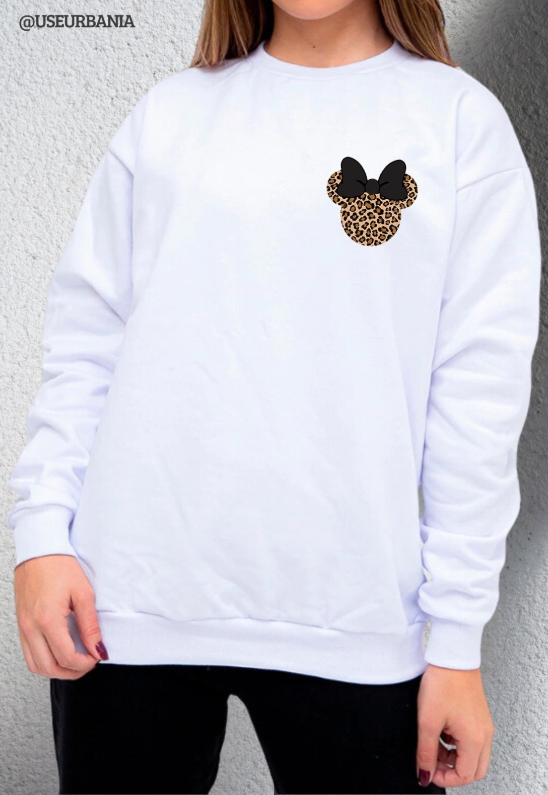 Blusa de Frio Moletom mooboo Flanelado Estampado Gola Redonda Moleton urbania Clássico Gola Careca Casaco Blusão Premium Branco mescla Estampa Onça laço