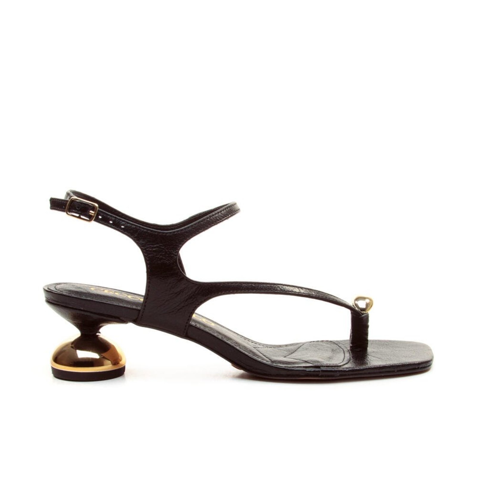 Sandália Couro Preto Salto Baixo Cecconello 3036001-3