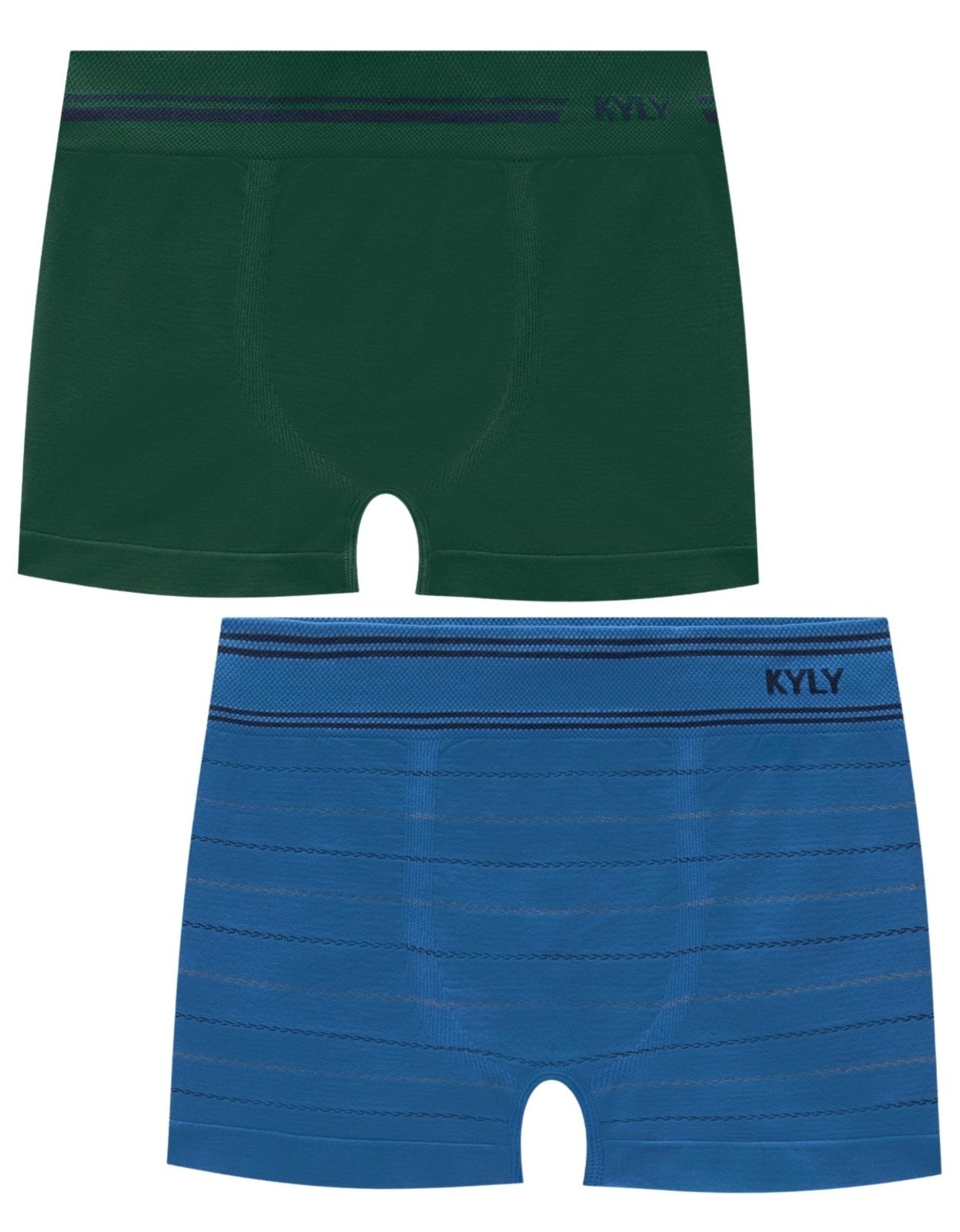Vista 2 Kit 2pçs Cueca Menino Kyly Lisa e Verde azul/verde militar azul Kyly azul/verde militar azul