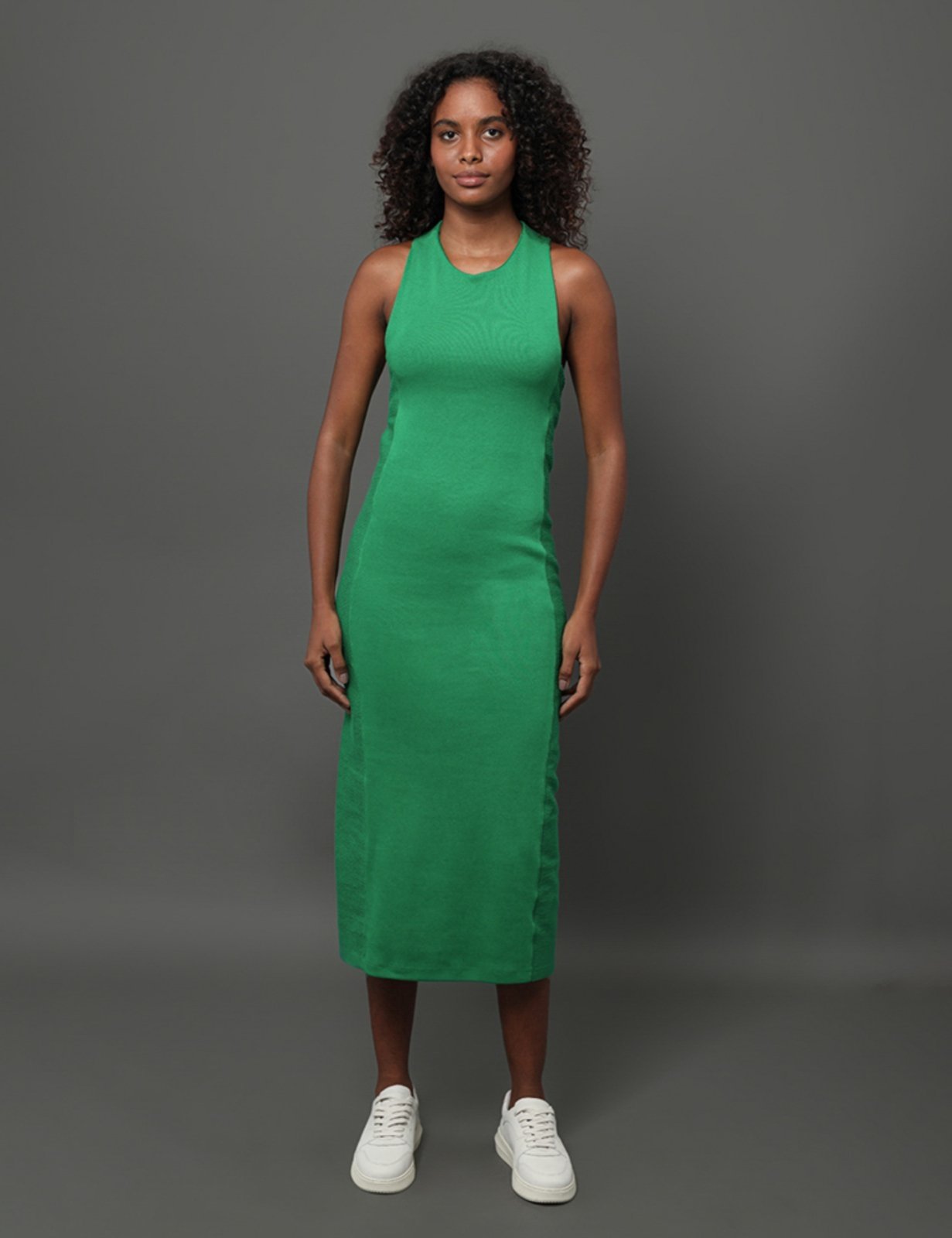 Vestido Feminino Ribana Texturizada Calvin Klein Jeans – Verde Médio Calvin Klein Jeans