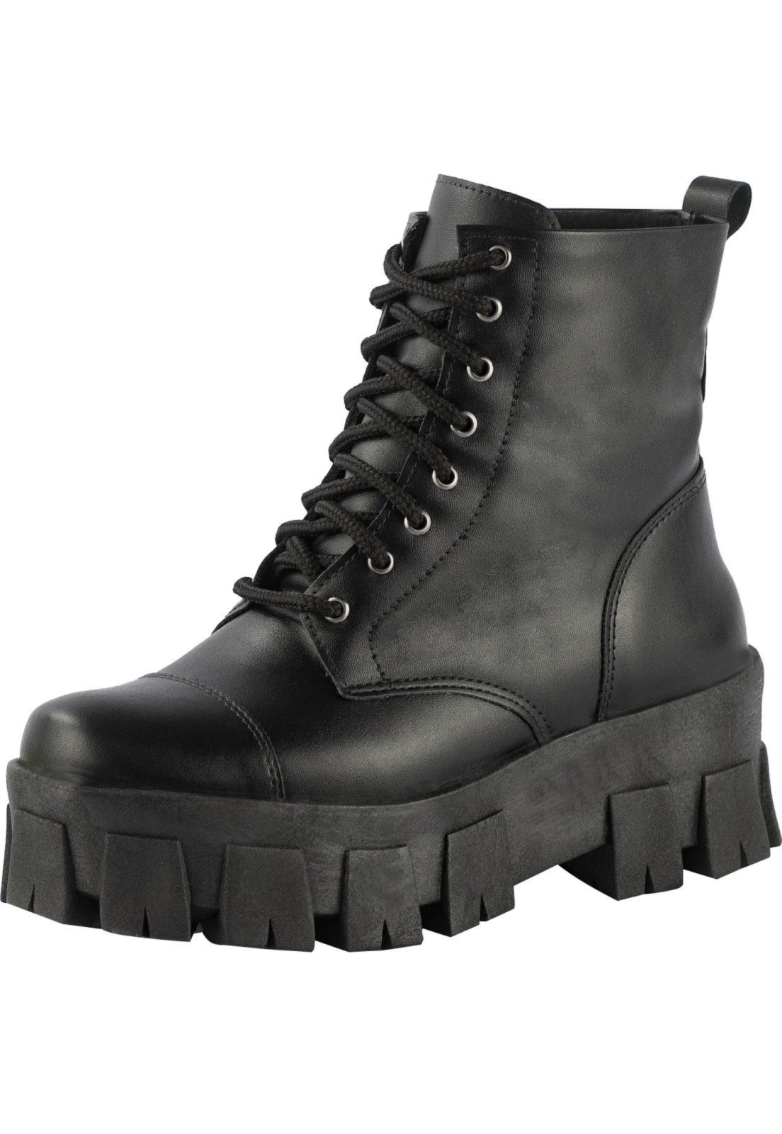 Bota Coturno Tratorado Feminino Amorelle Plataforma Blogueira Cano Curto Preto