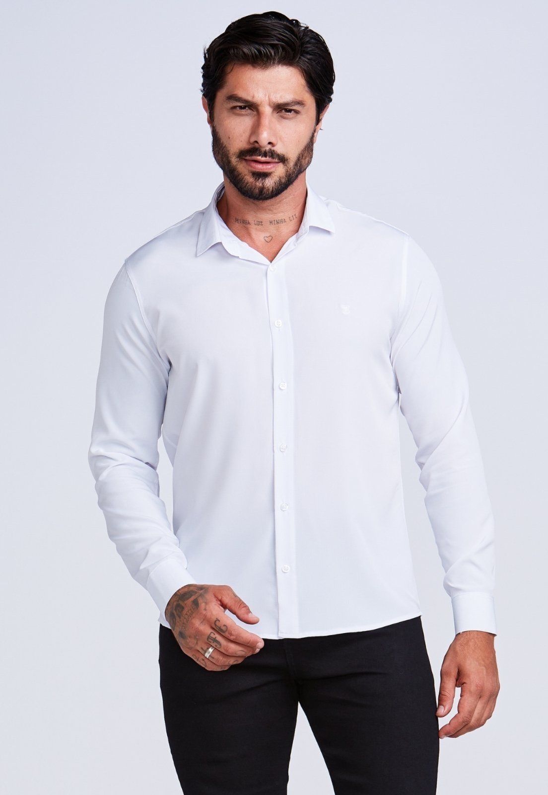 Camisa Social Masculina Daze Modas Manga Longa Branco