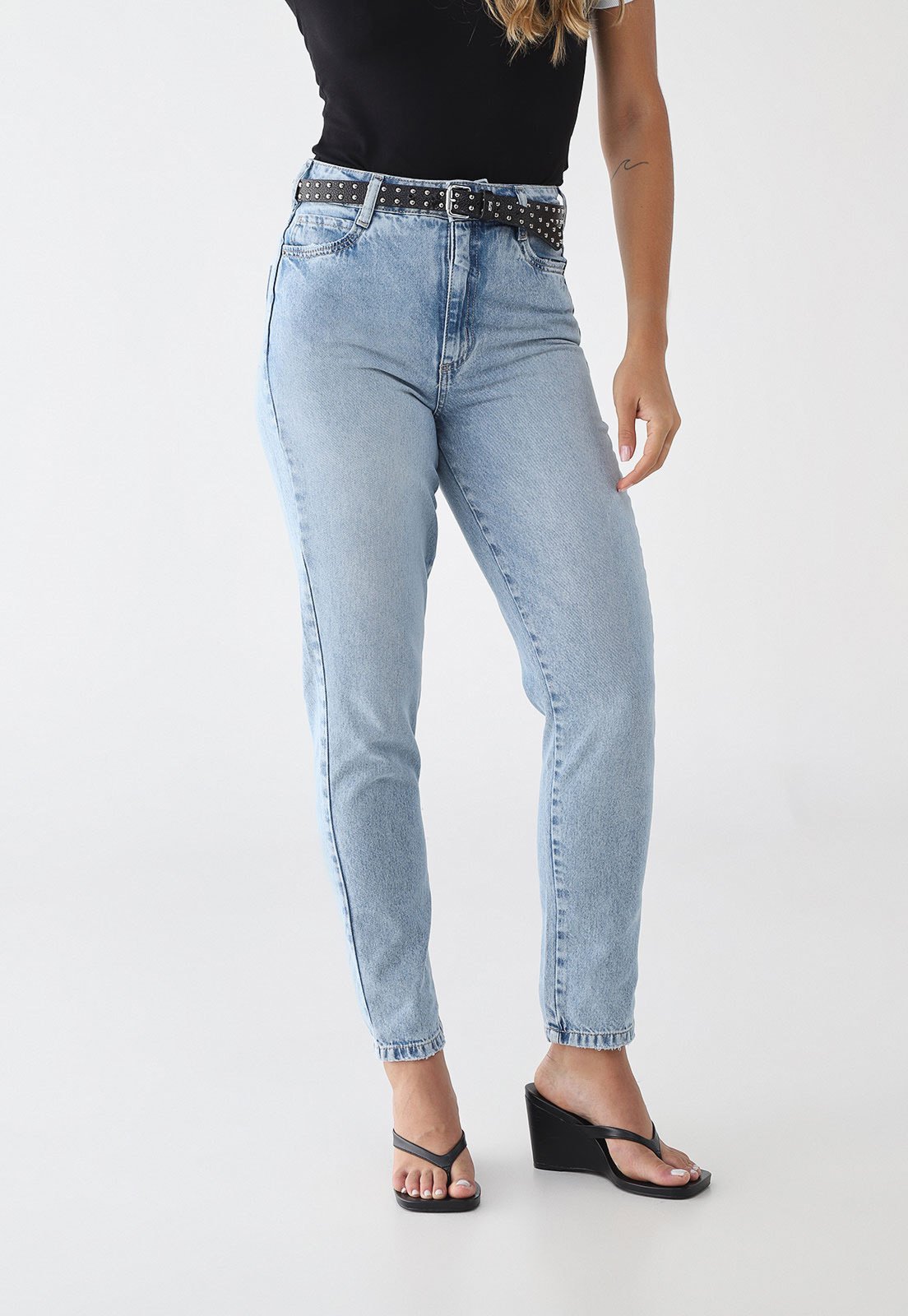 Vista 2 Calça Jeans Feminina Colcci Cintura Alta Claro azul Colcci azul