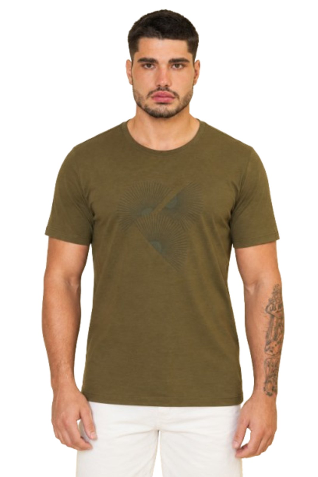Camiseta Masculina Estampada Geo Wings Premium VERDE MILITAR