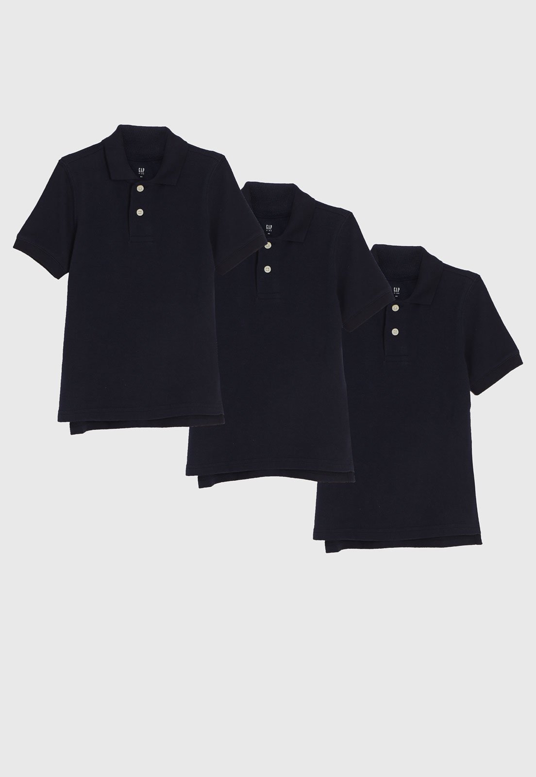 Infantil – Kit Camisa 3pçs Polo GAP Lisa Azul-Marinho