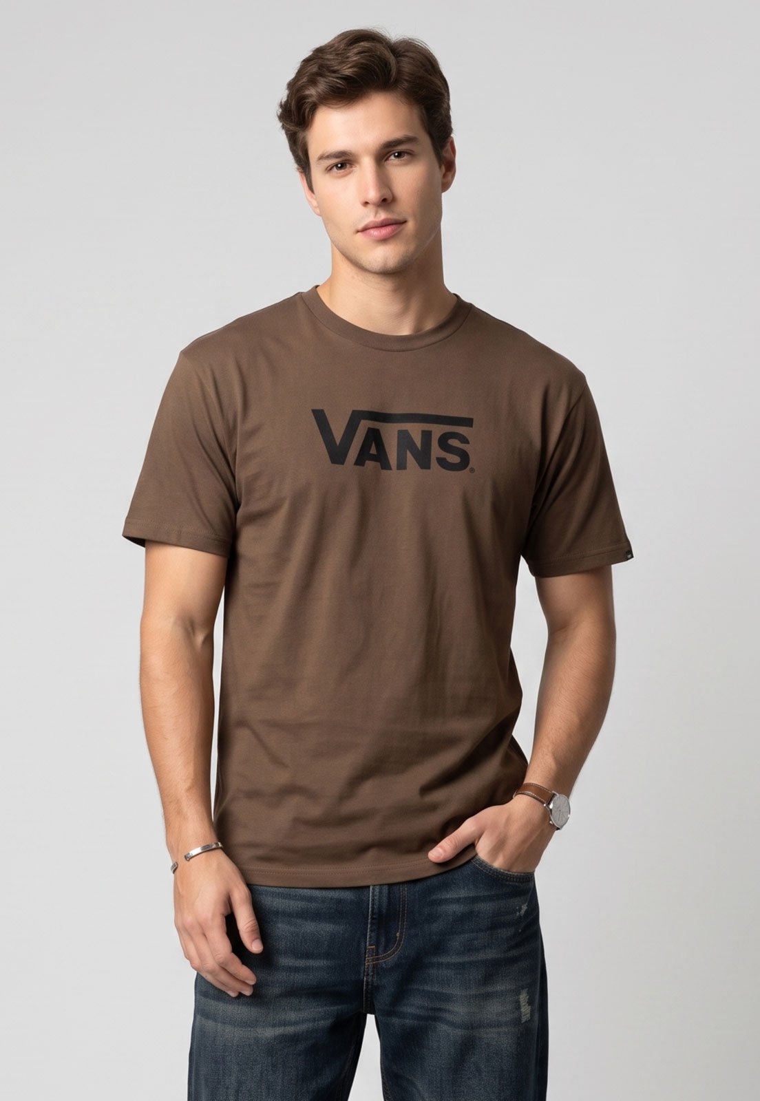 Camiseta Masculina Vans Classic Logo Marrom