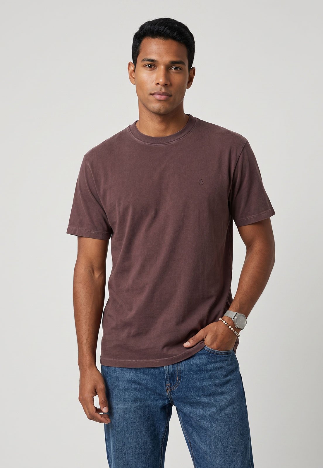 Camiseta Masculina Volcom ESP Single Stone Bordô