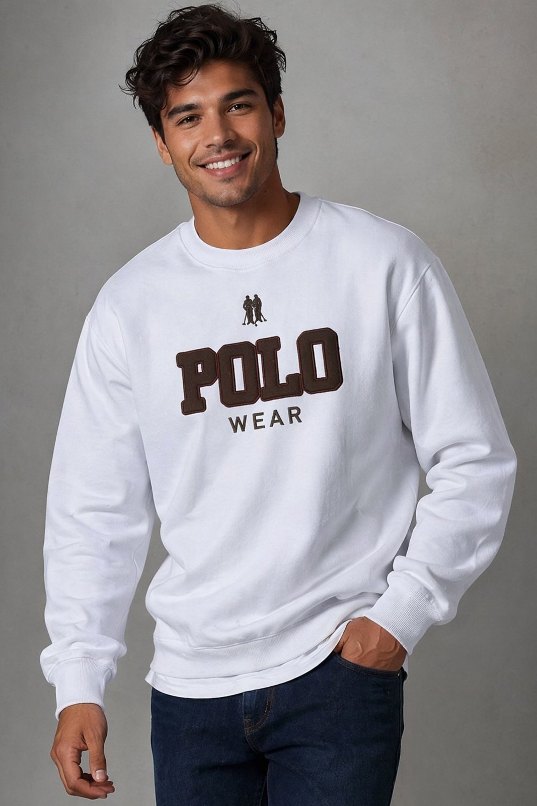 Blusa Moletom Flanelado Gola Careca Polo Wear Branco