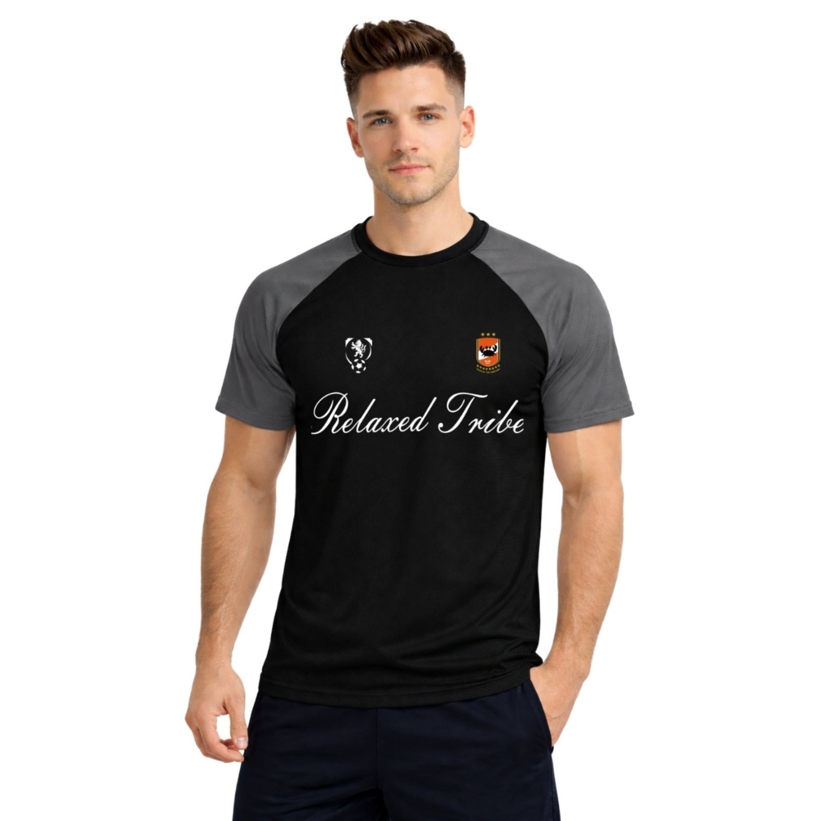 Camiseta Masculina Esportiva Dry Fit Camisa Gola Redonda Lisa Duas Cores Estampado