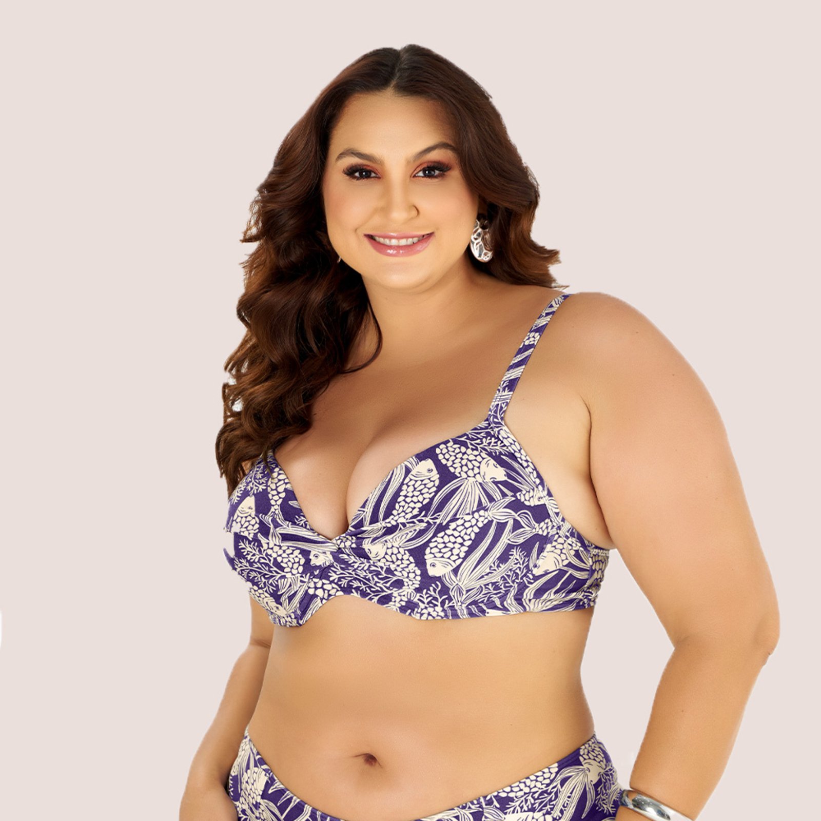 Biquíni Sutiã Avulso com Bojo e Proteção UV Plus Size Azul