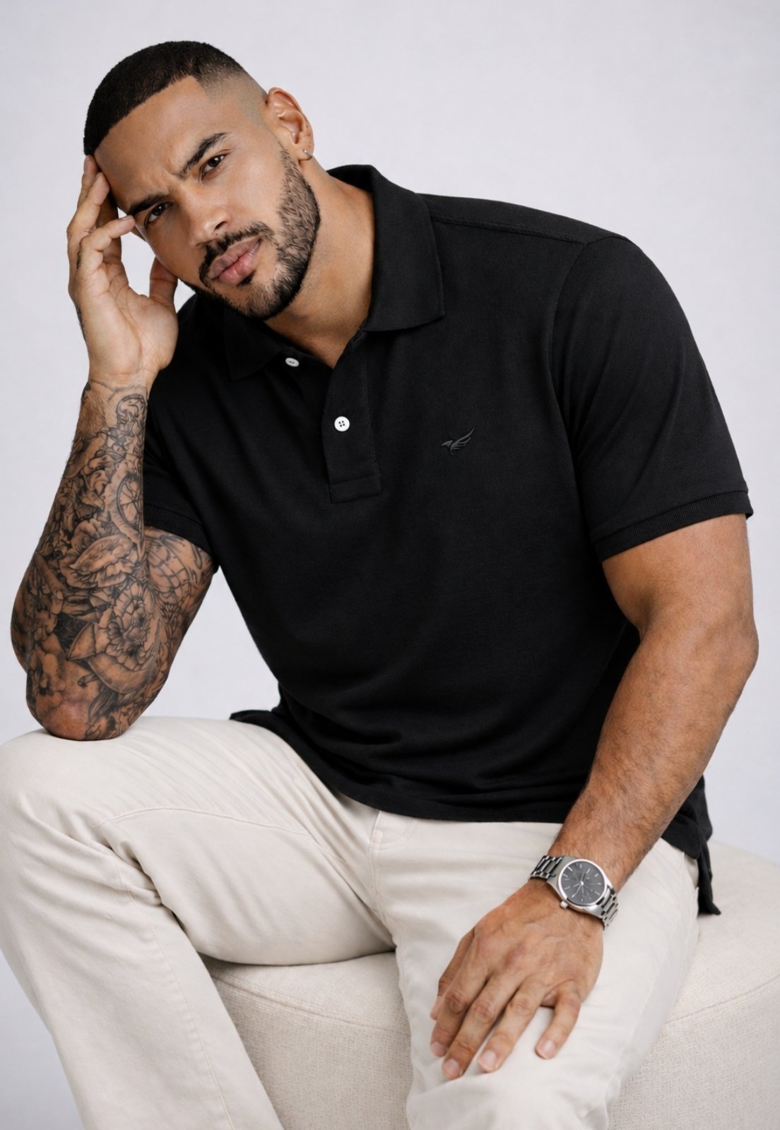 Camisa Polo Masculina Algodão Piquet Daze Modas Preta
