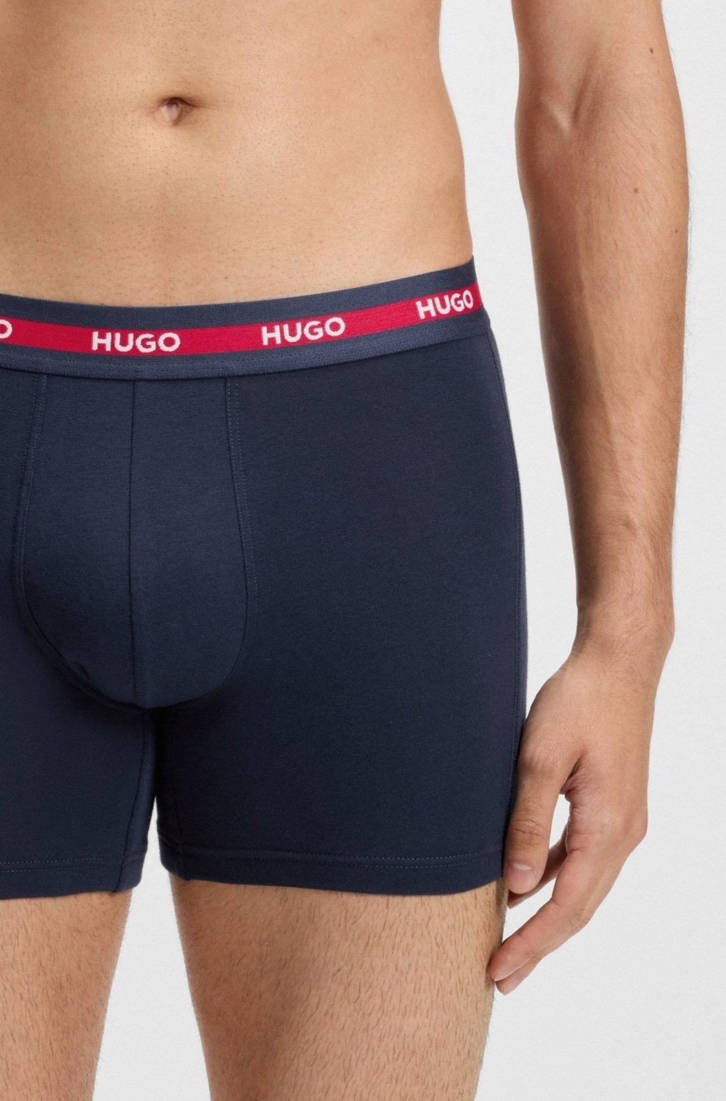 Vista 3 Kit Com Três Cuecas Em Algodão Stretch Com Logos HUGO cinza HUGO cinza