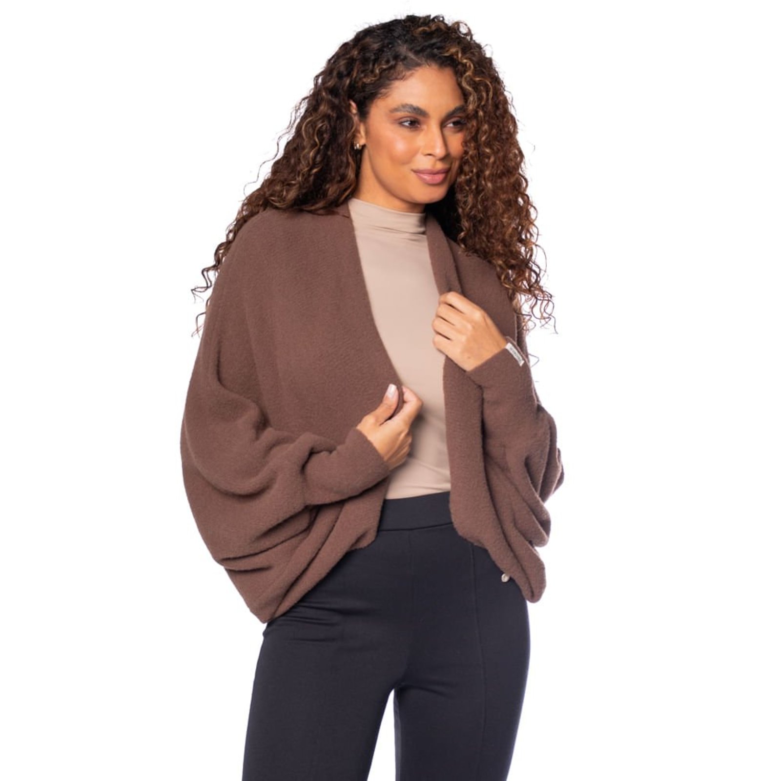 Casaco Feminino Biamar Fio Pluma Marrom Escuro