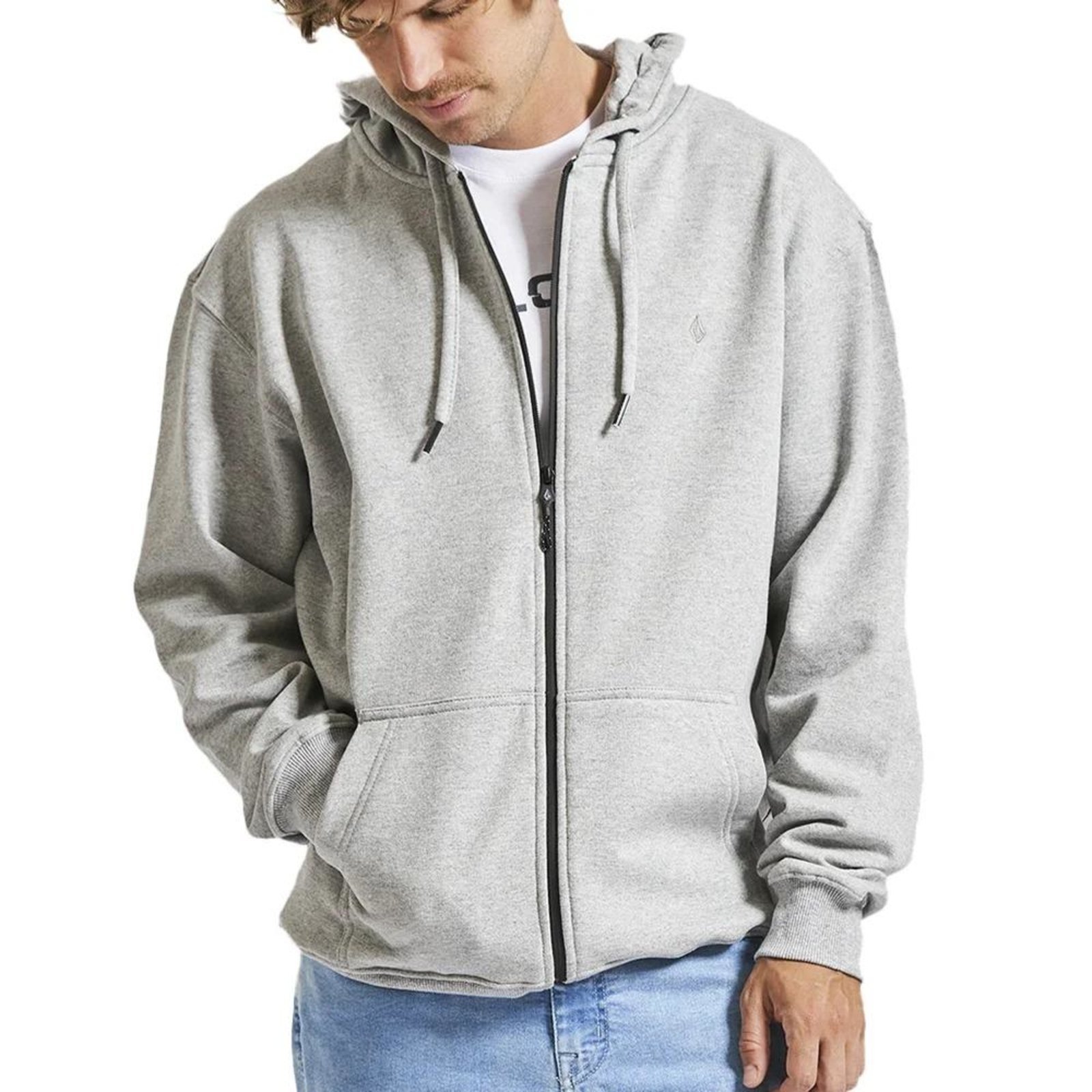 Moletom Volcom Aberto Single Stone WT23 Masculino Cinza