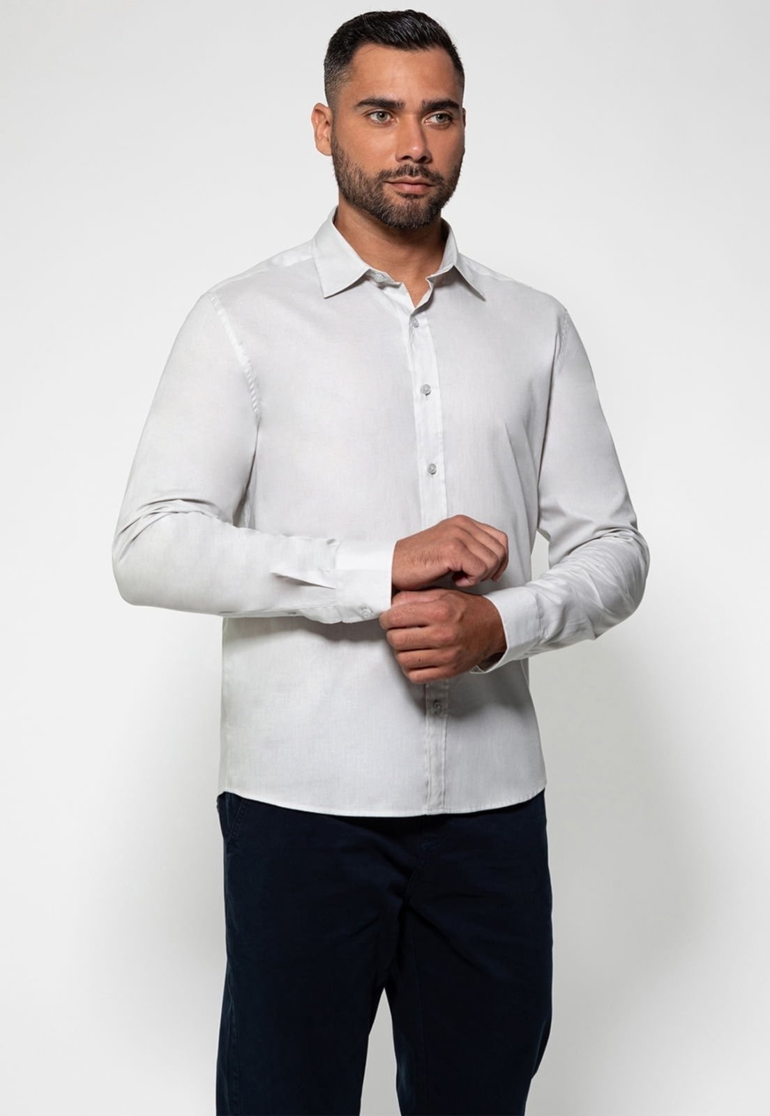 Camisa Guess Social Basica M/l Branco