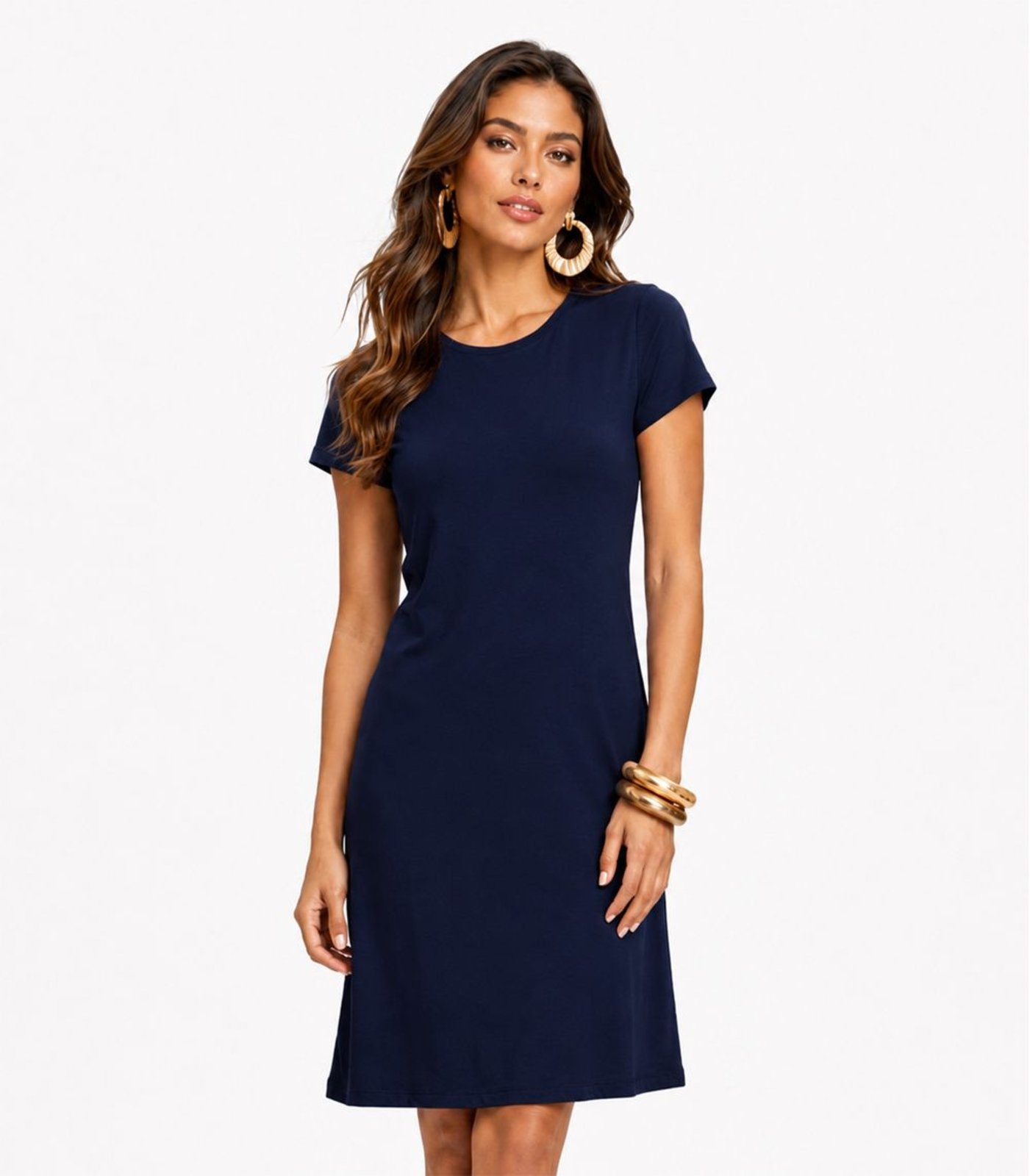 Vestido Feminino Curto Com Manga Infinita Cor Azul