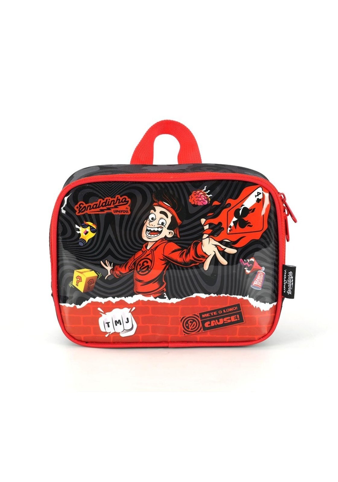 Vista 2 Infantil - Lancheira Escolar Média Costas Enaldinho Up4you Luxcel vermelho Luxcel vermelho