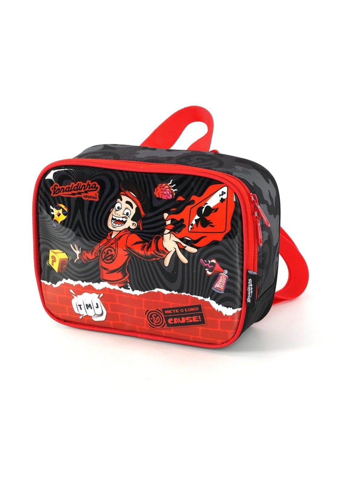 Vista 3 Infantil - Lancheira Escolar Média Costas Enaldinho Up4you Luxcel vermelho Luxcel vermelho