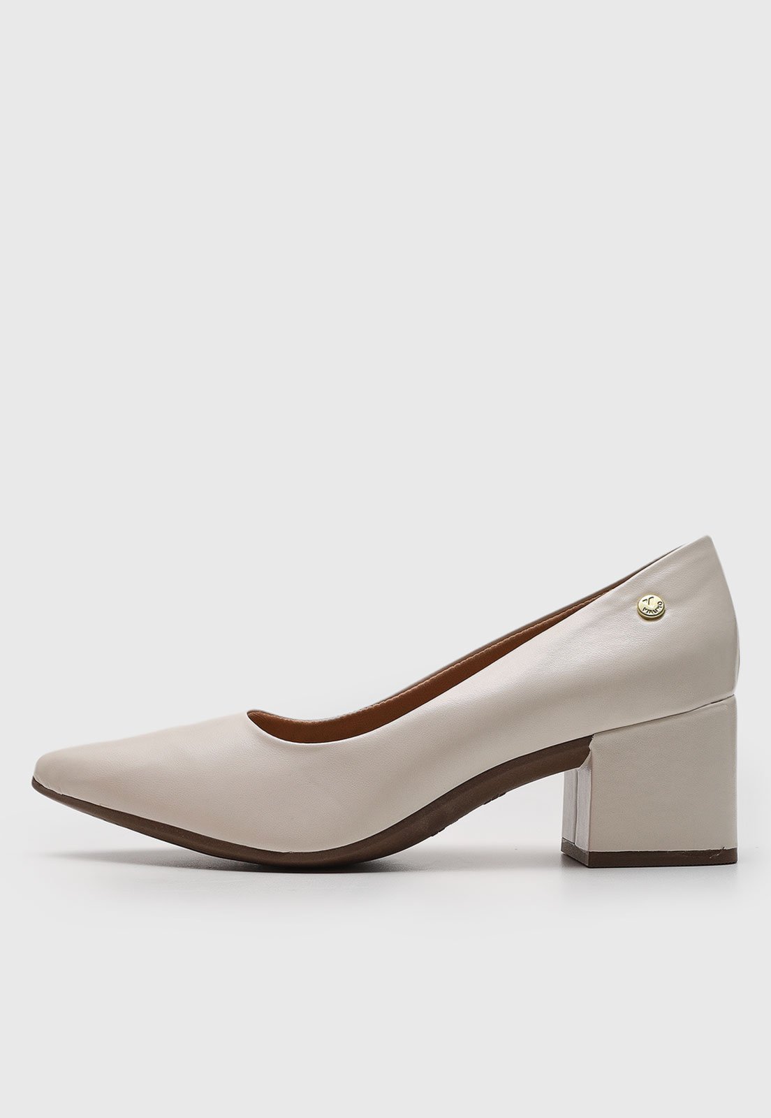 Scarpin Baixo Via Uno Bico Fino Salto Bloco Off-White