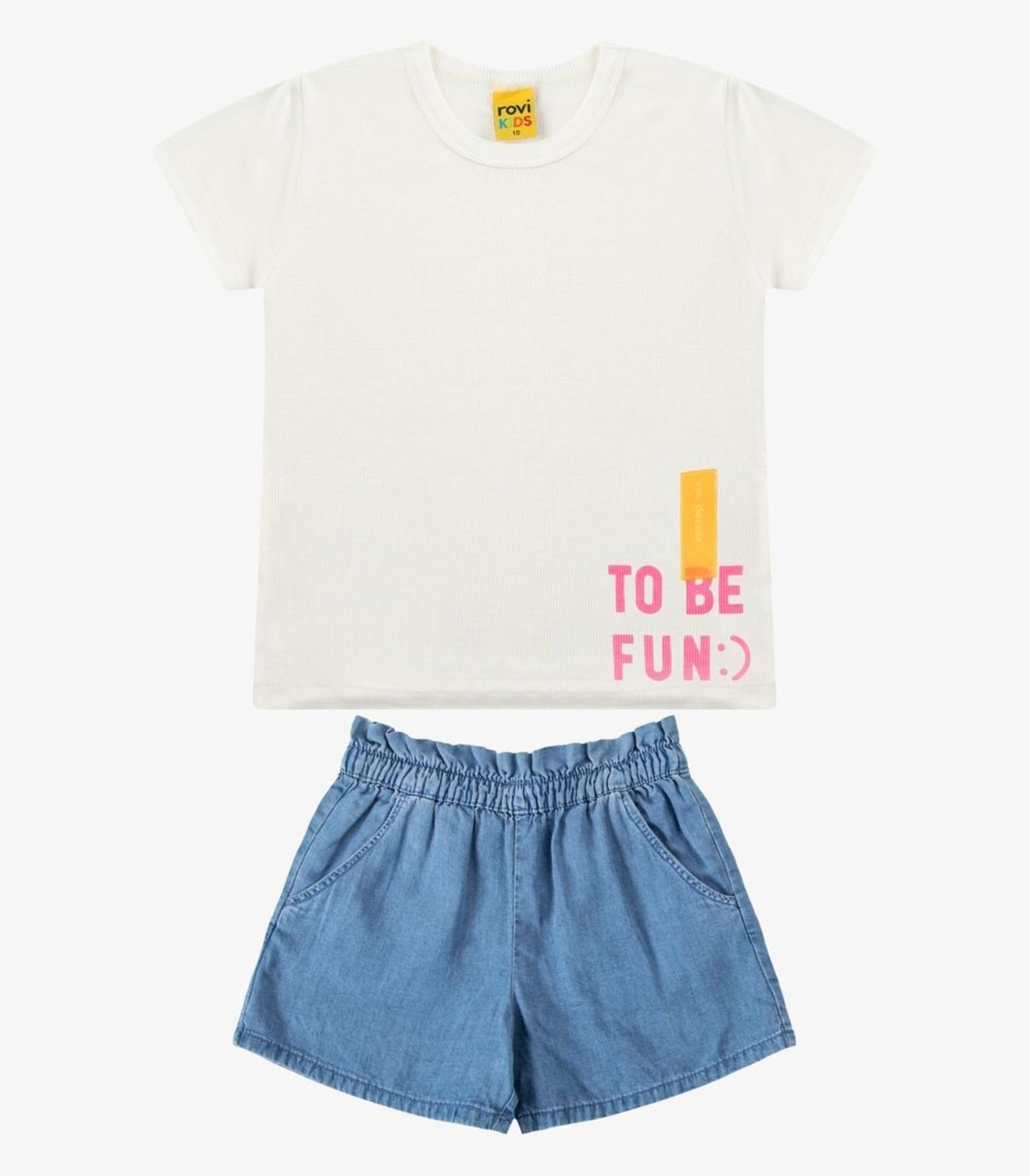 Infantil - Conjunto Blusa com Shorts Menina Rovi Bege