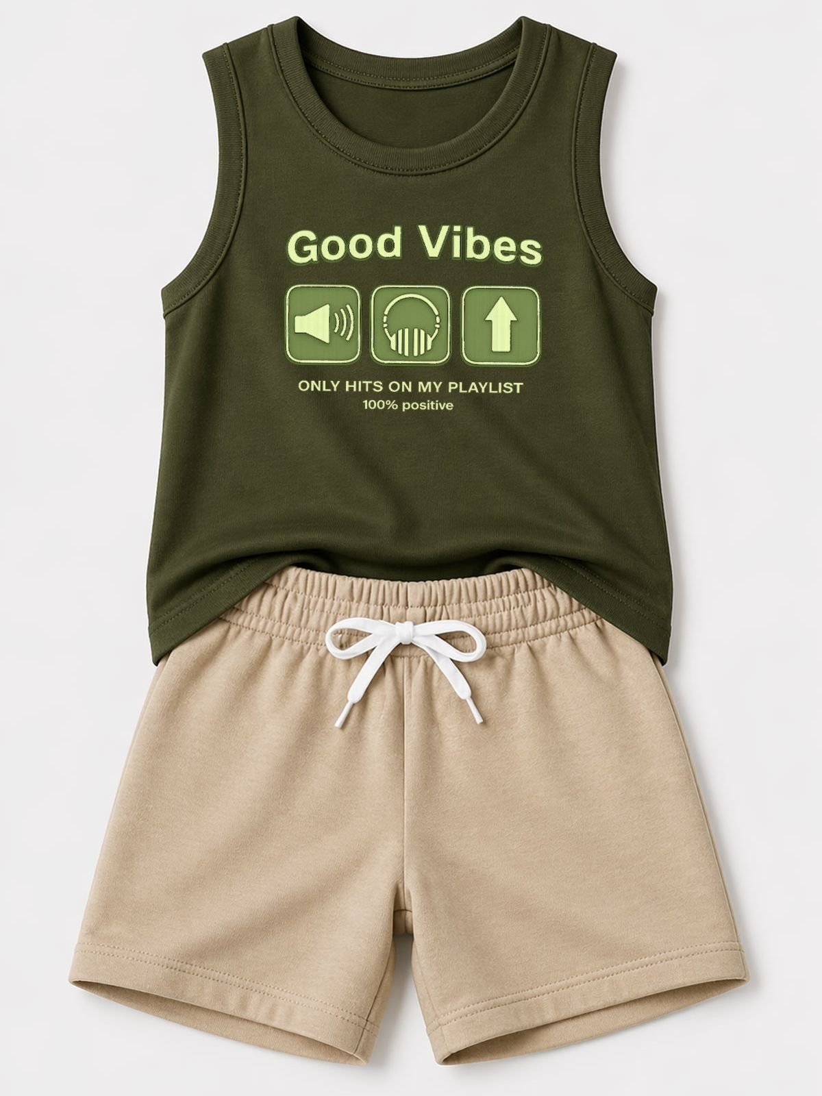 Infantil - Conjunto Masculino Good Vibes Verde Musgo