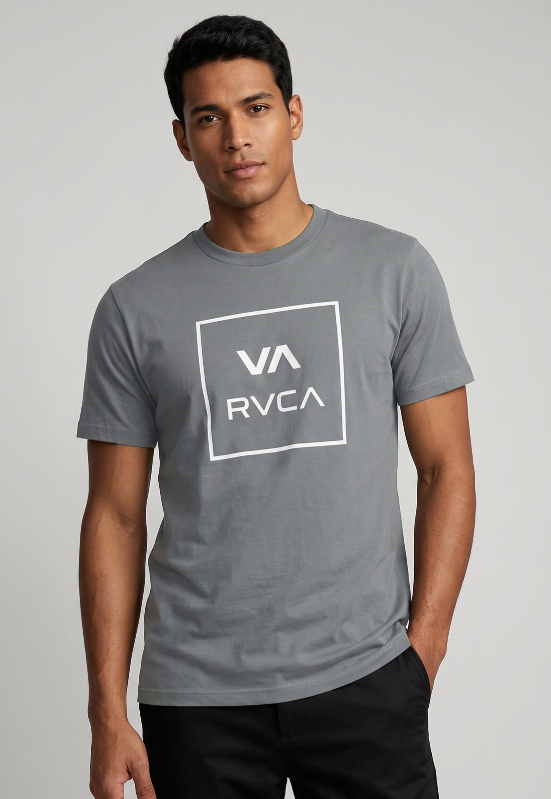 Camiseta Masculina RVCA Va All The Way Cinza