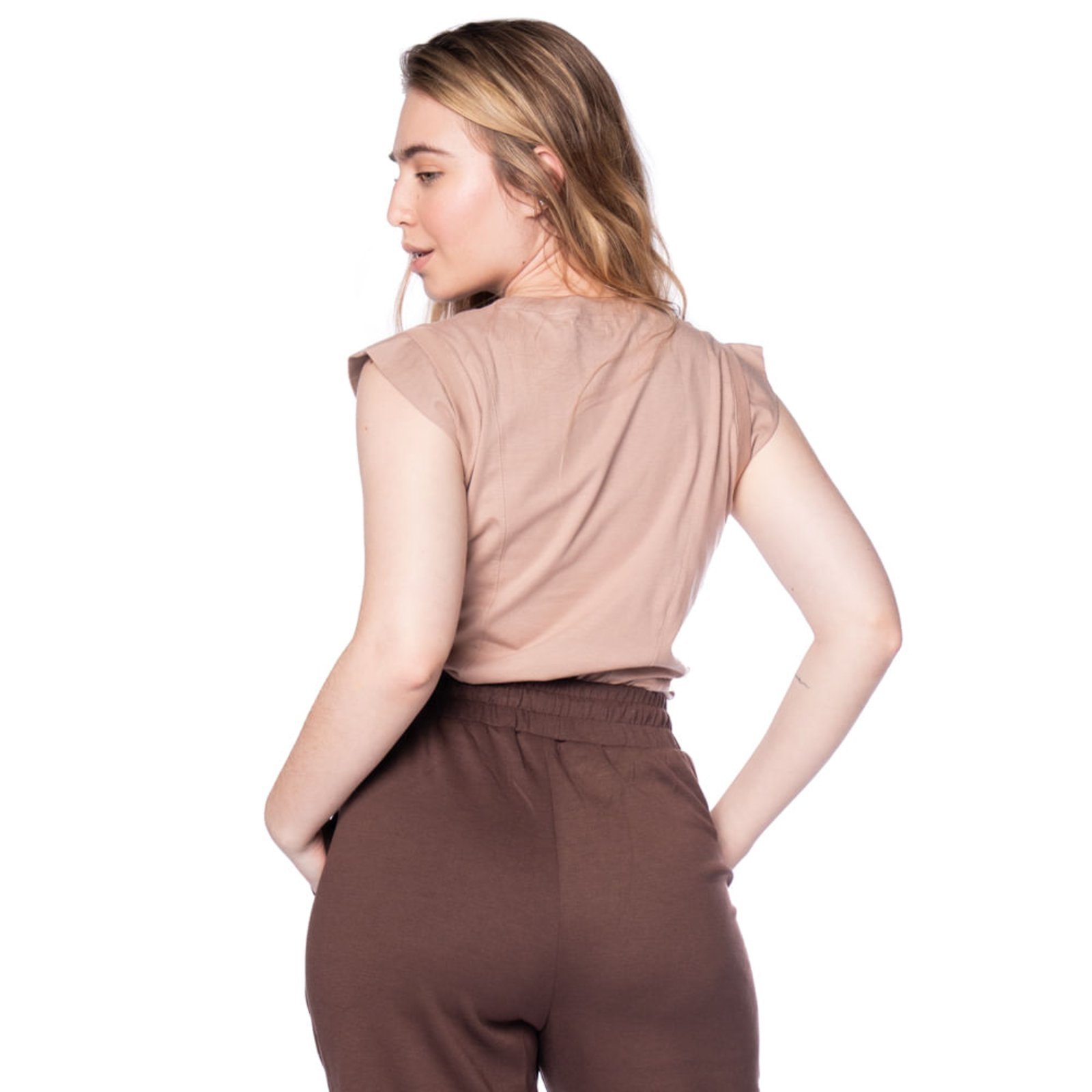 Vista 3 Blusa Feminina Giraffe Manga Muscle Claro marrom Giraffe marrom