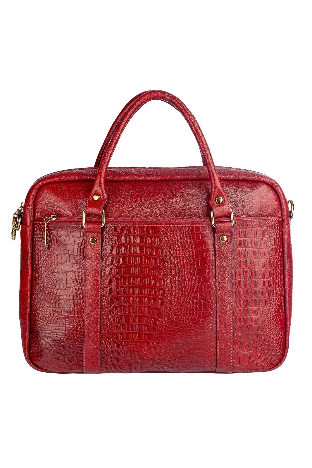 Pasta executiva grande de couro croco Scarlet - Vermelho
