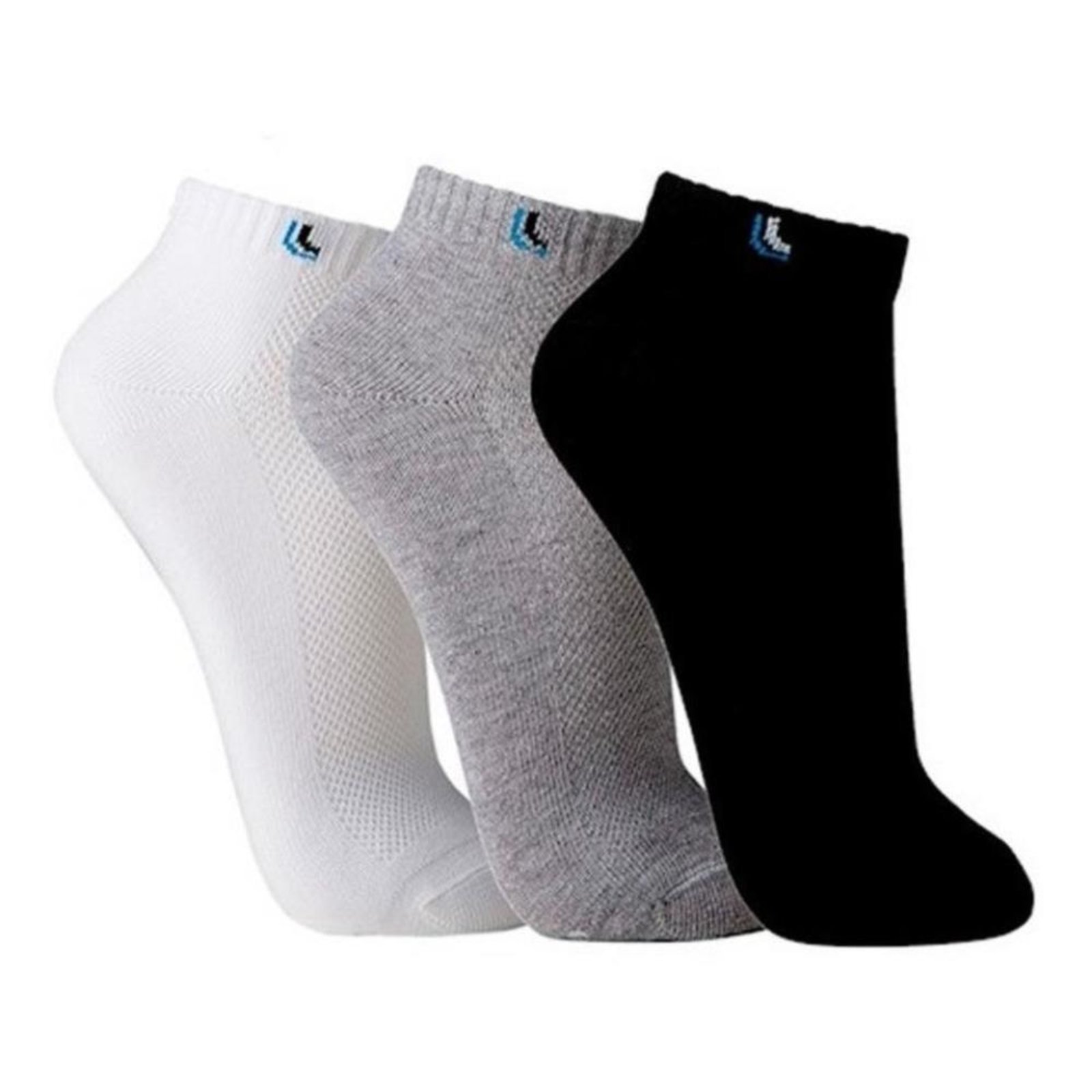 Kit 3 Pares Meia Curta Cano Curto Lupo Algodão Sport 3225 Branco/Preto/Cinza 41/44