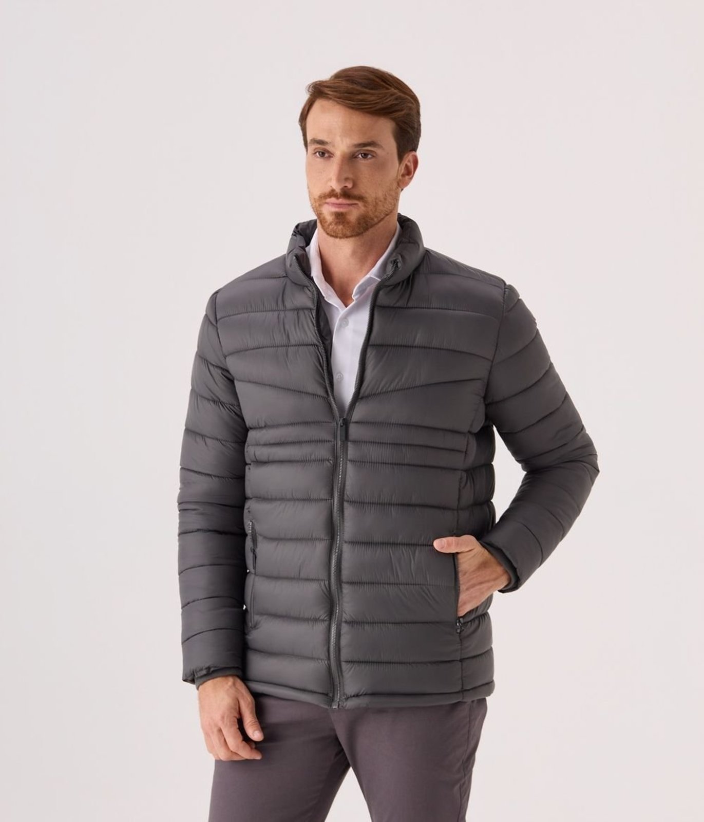 Jaqueta Puffer Makenji Masculina Cinza Chumbo