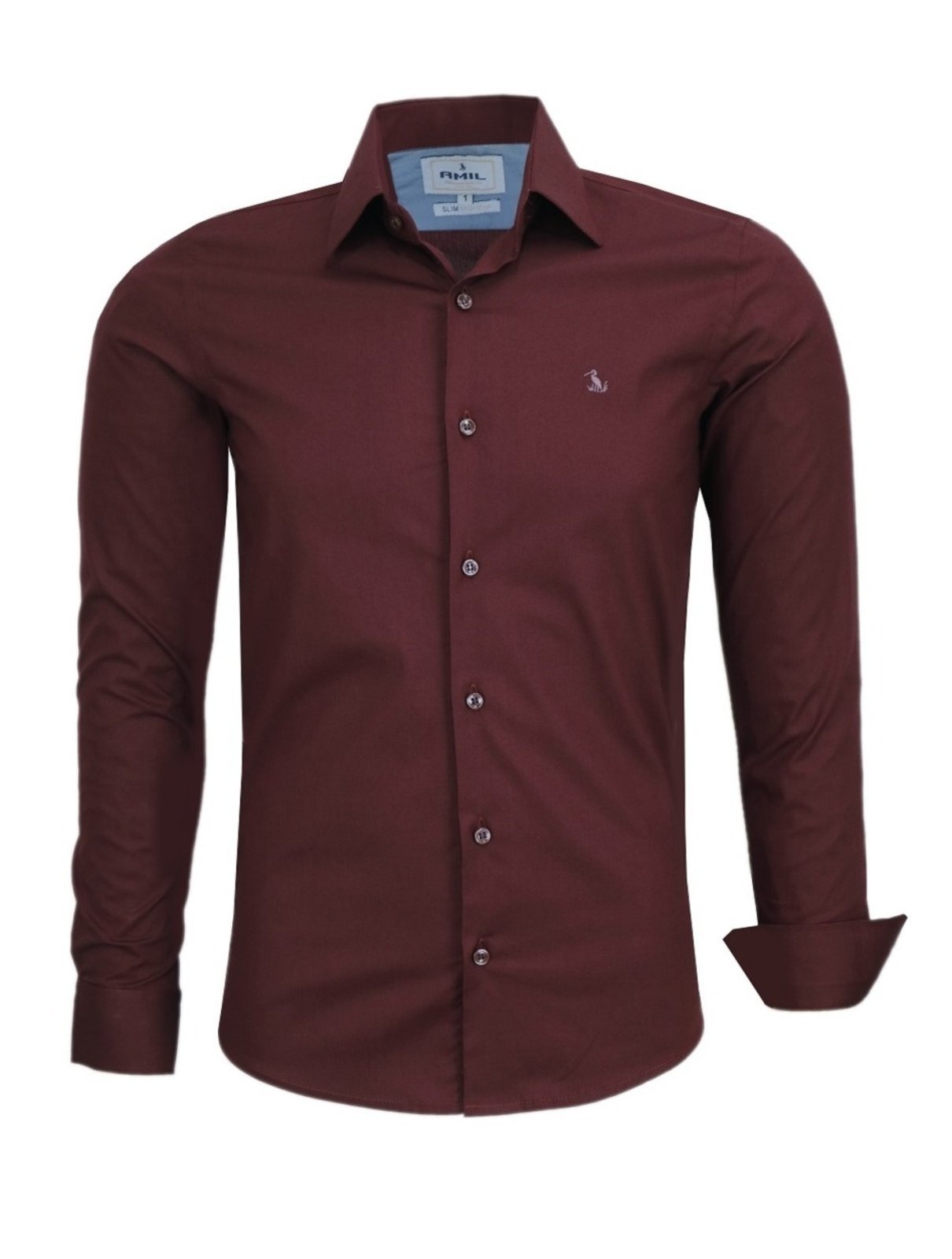 Camisa Social Amil Lavender Slim Algodão Com Elastano Linha Premium Luxo Bordô