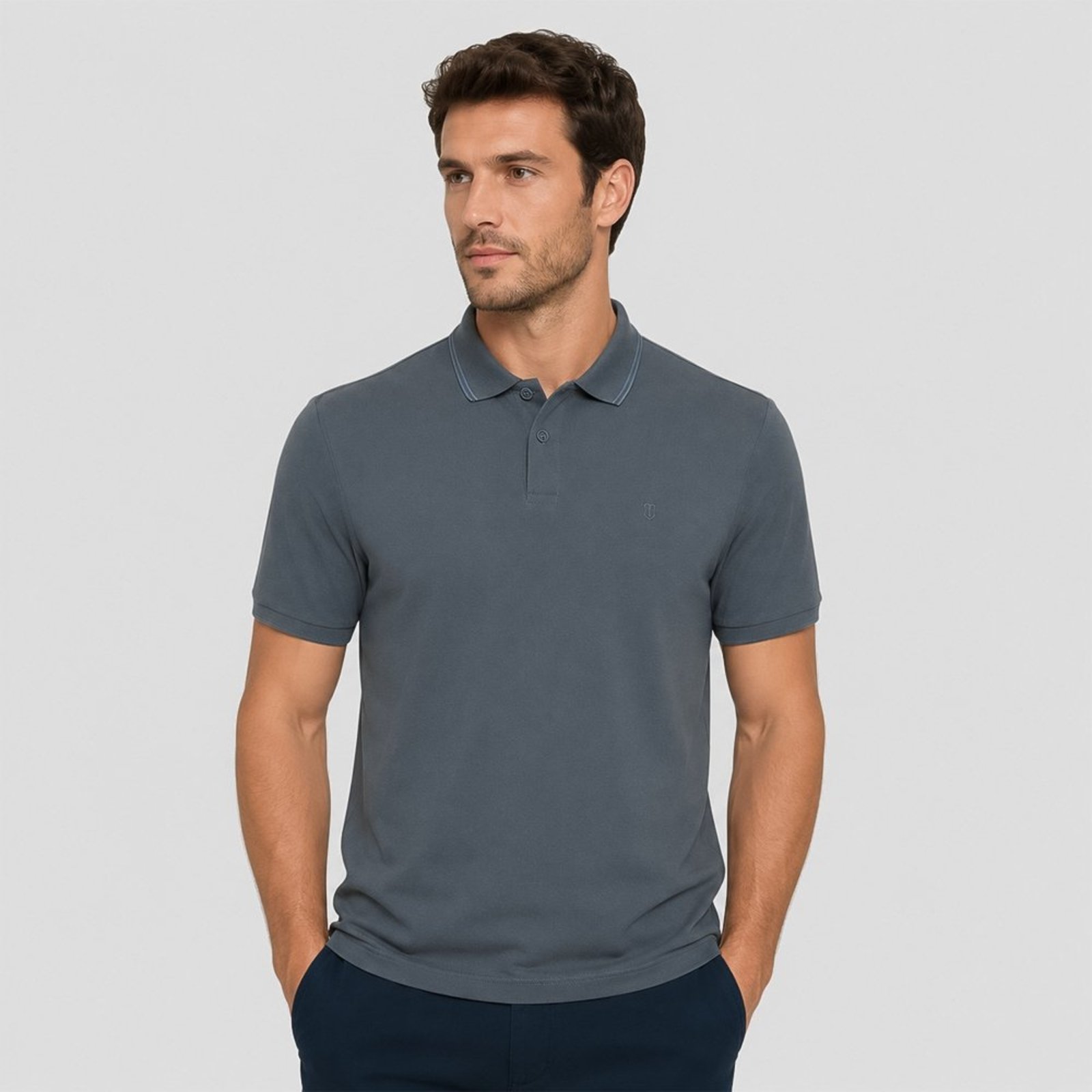 Camisa Polo Individual Comfort Basic Pr27 Azul Masculino