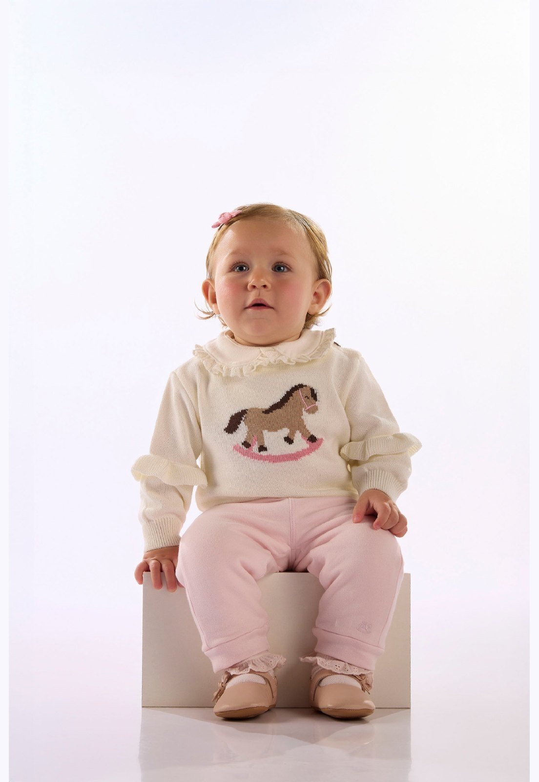 Infantil - Blusão Tricot Bordado Up Baby Branco