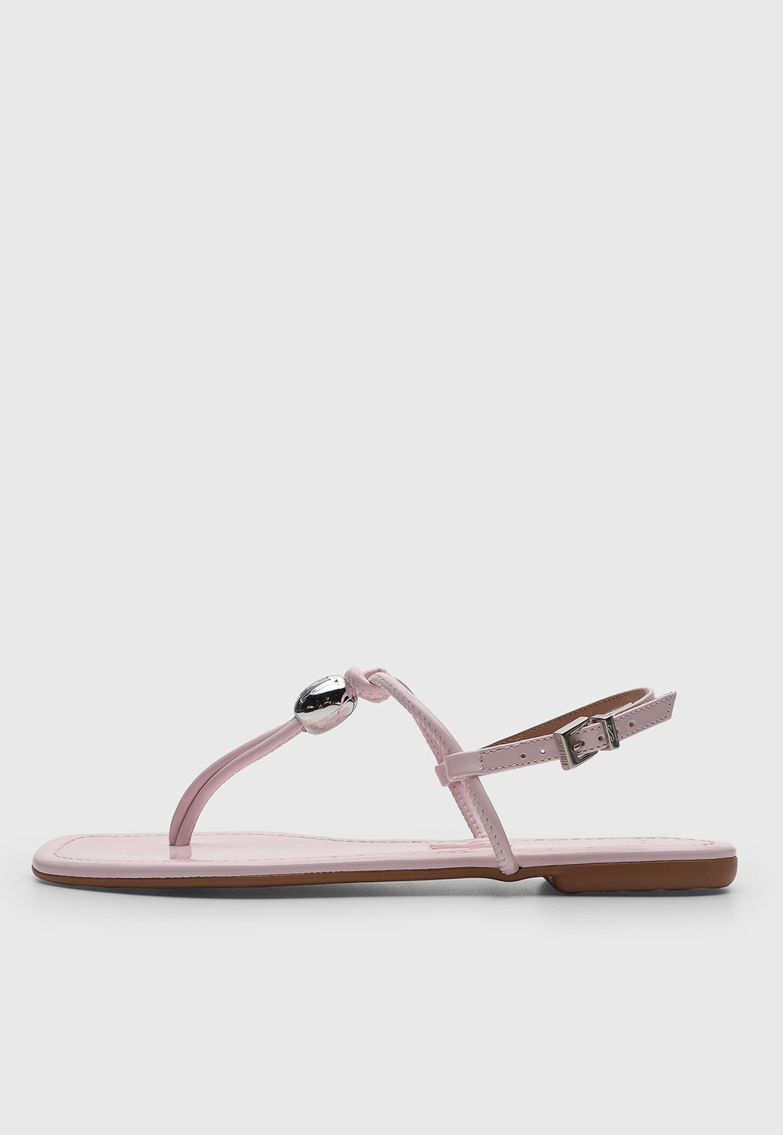Rasteira Feminina Santa Lolla Detalhe Metálico Rosa Claro
