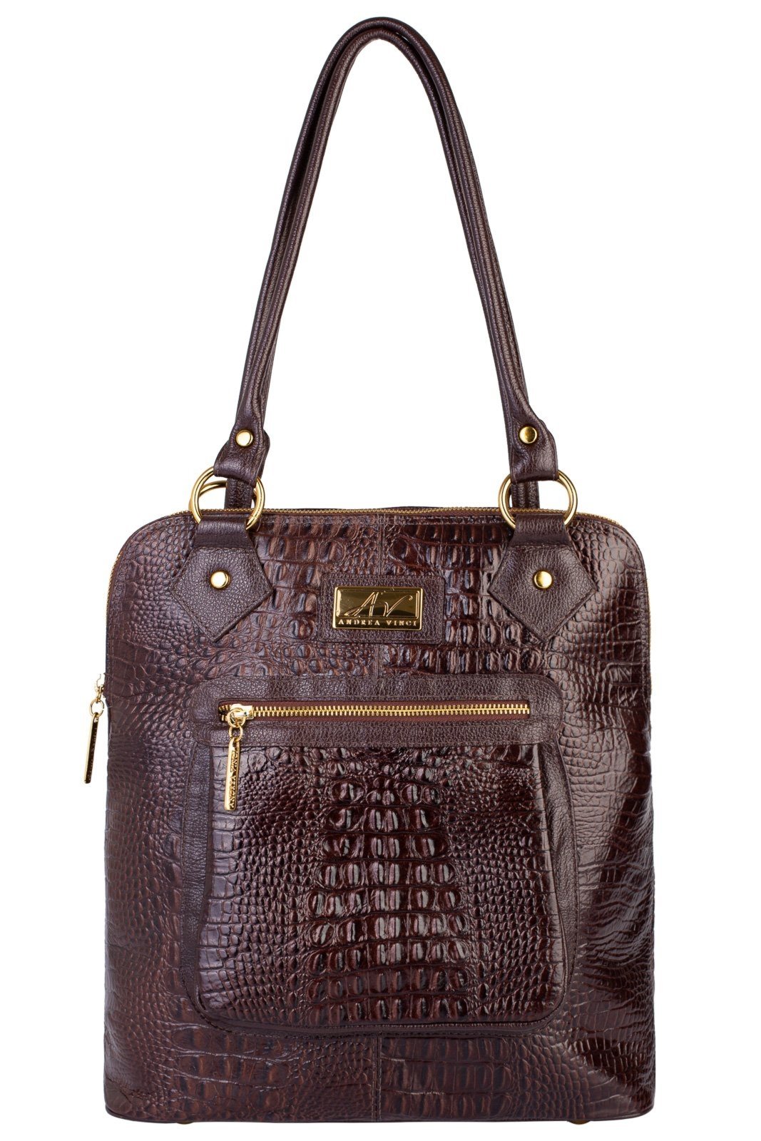 Bolsa mochila de couro croco Lívia - Café