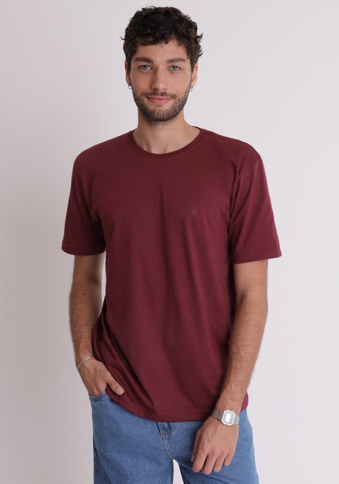 Camiseta básica vinho Gang 100% algodão qualidade conforto