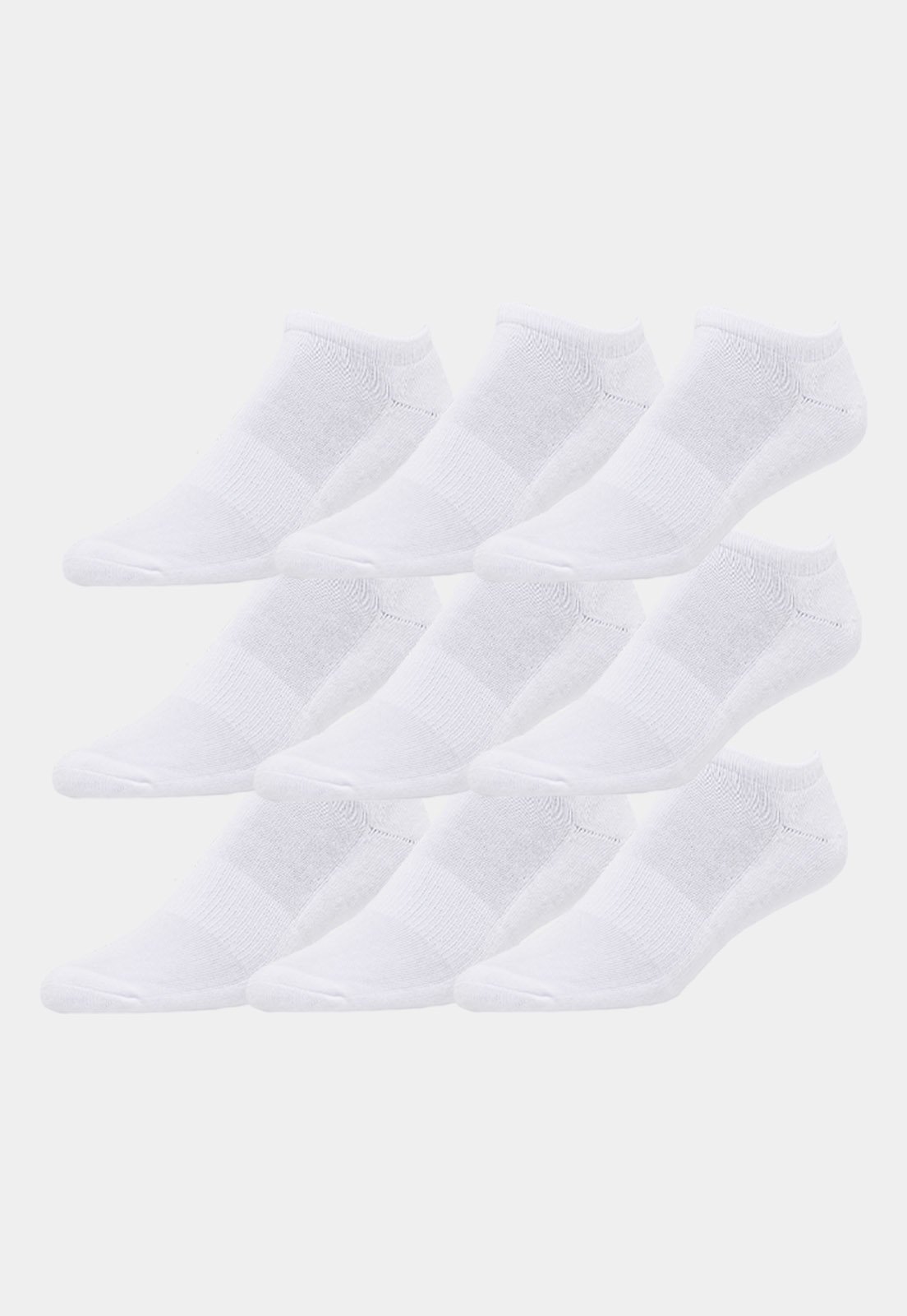 Kit 9 Pares de Meias Soquete Invisível 33 ao 39 Unissex Branco