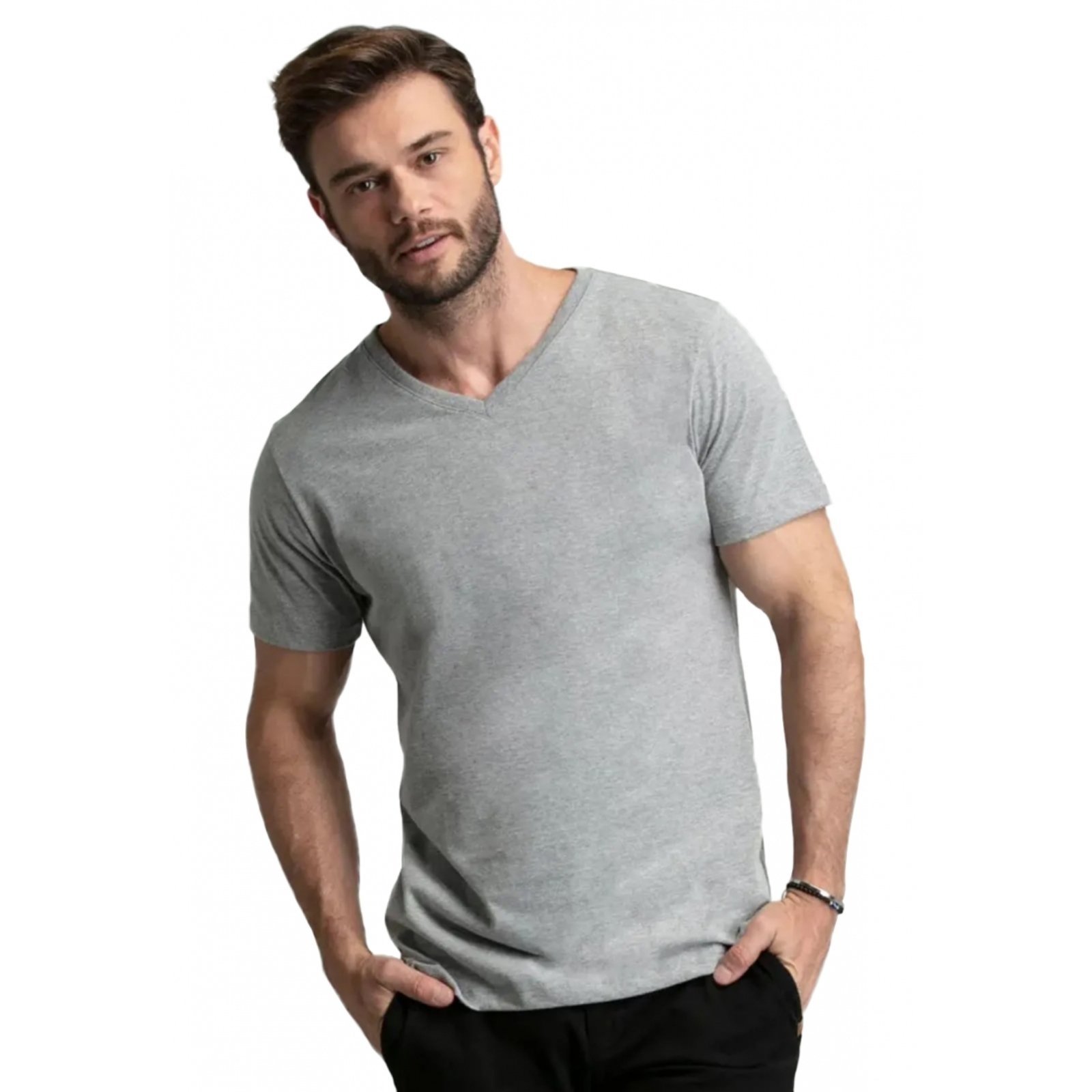 Camiseta Gola V Básica Lisa Moderna