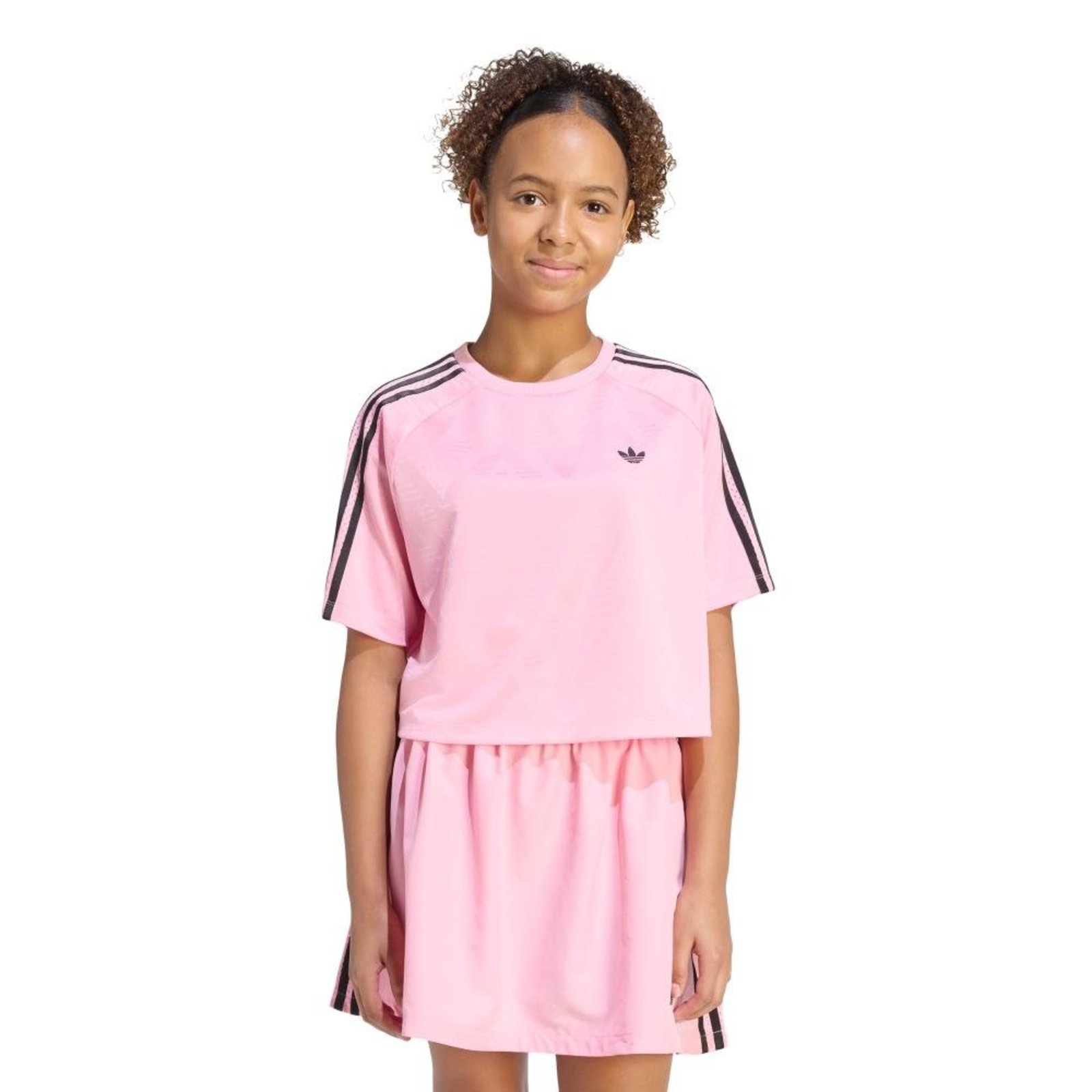 Infantil - CAMISETA BOXY FOLGADA JAQUARD adidas Originals Rosa