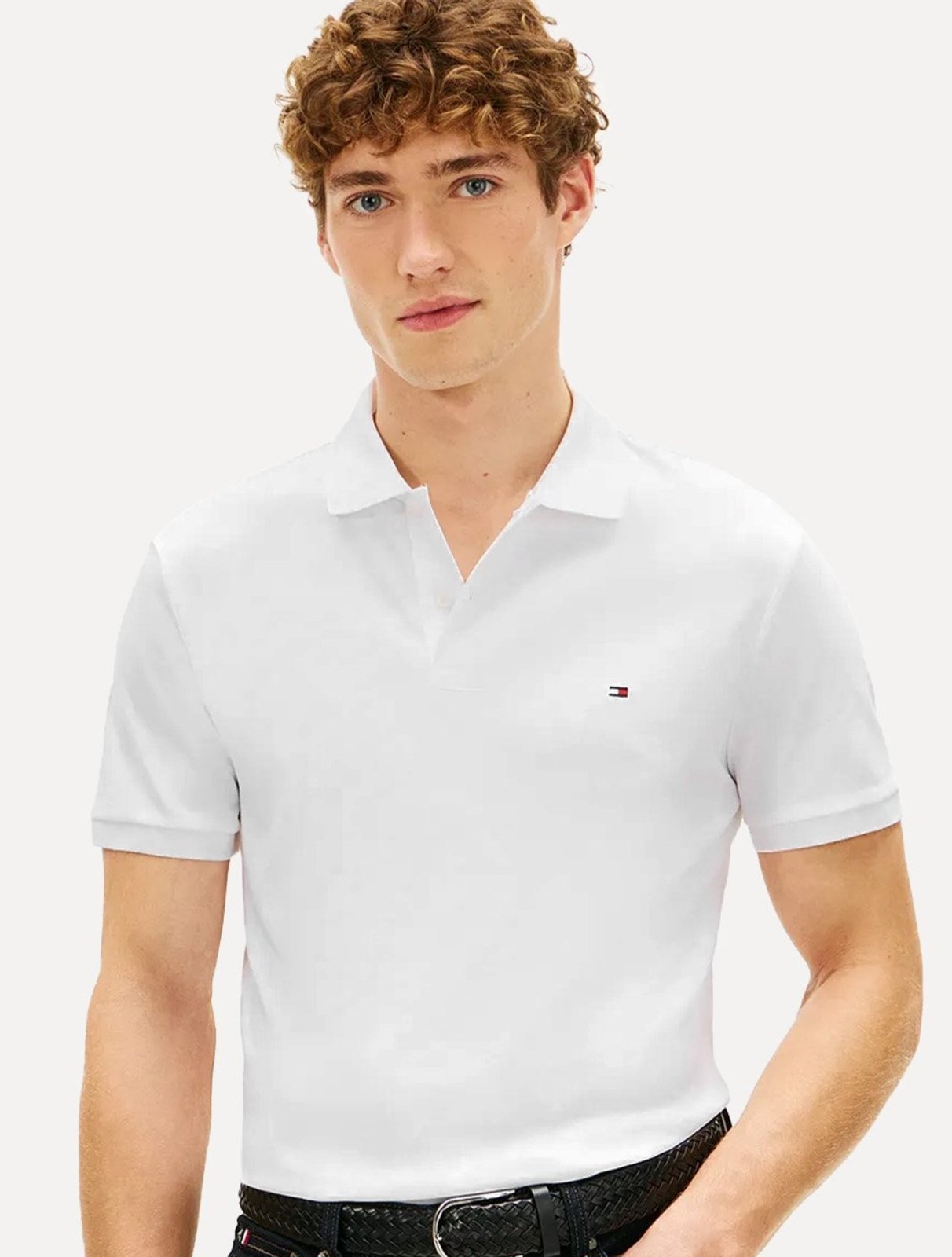 Polo Tommy Hilfiger Masculina Malha Liquid Cotton Regular Branca