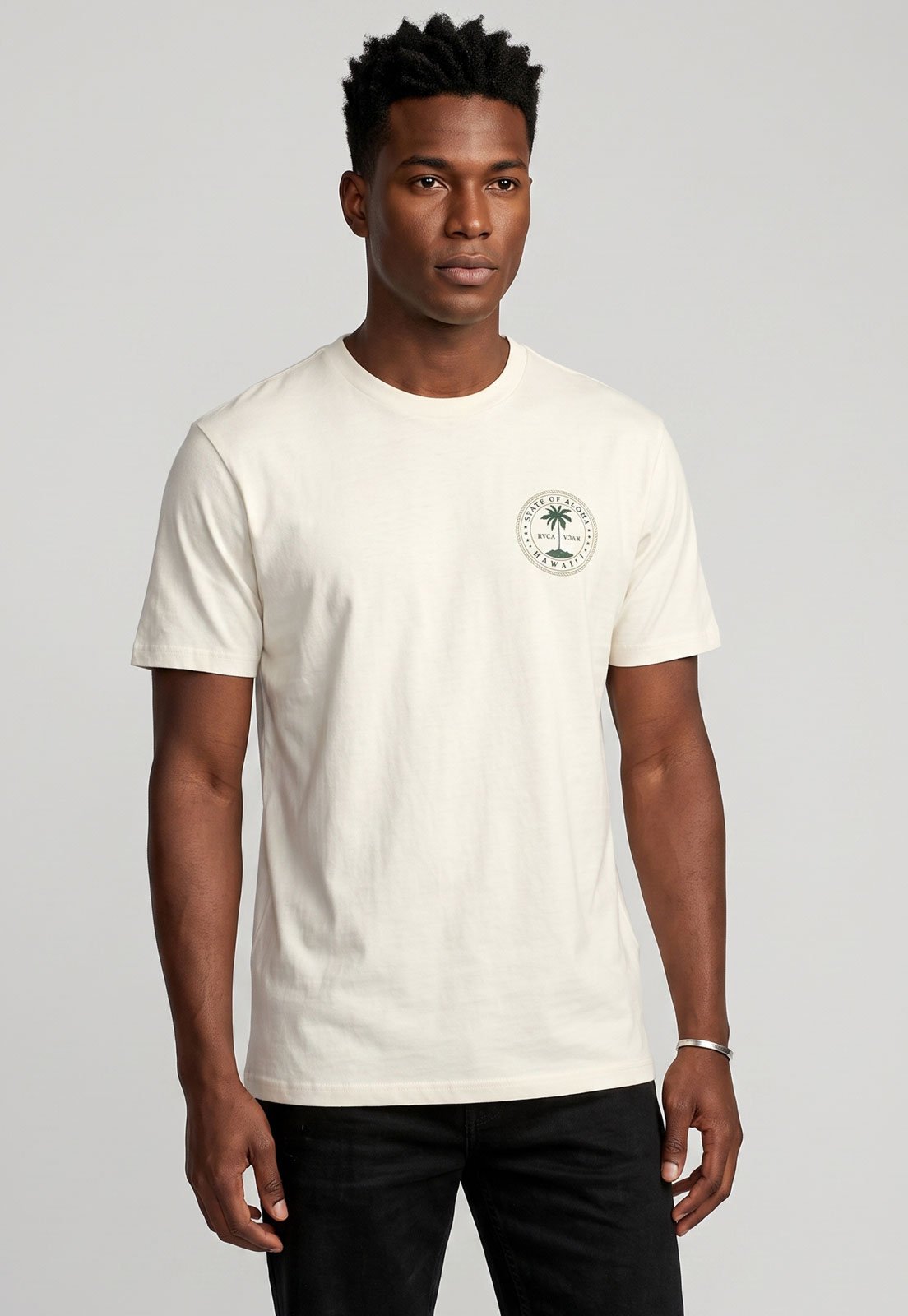 Camiseta Masculina RVCA Aloha Seal Off-White