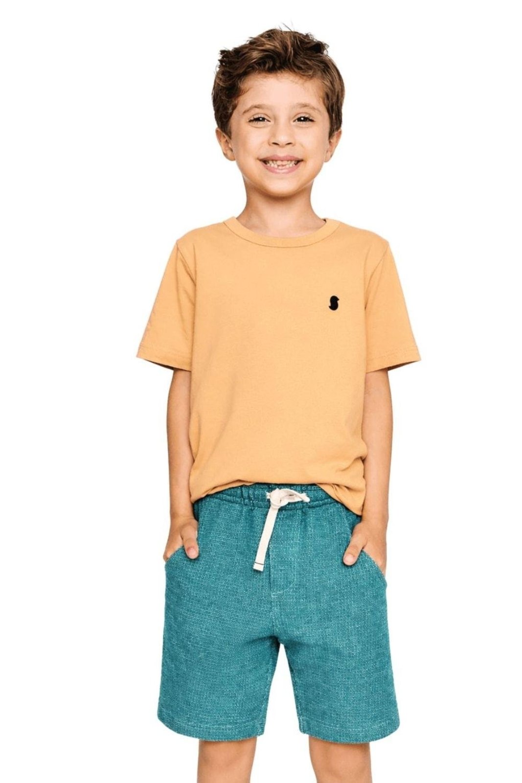 Infantil - Bermuda Moletinho Menino Básico Alphabeto Verde