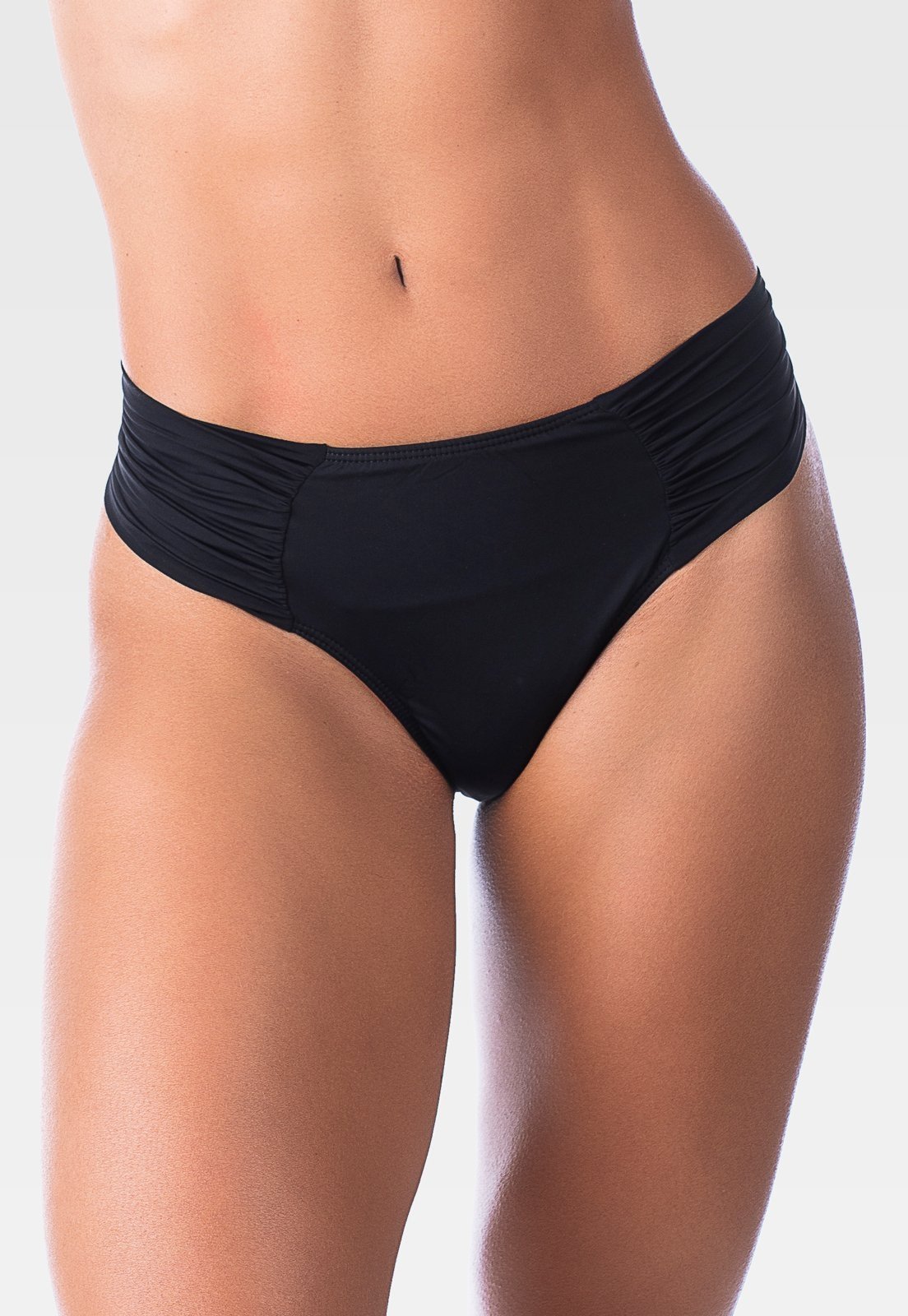Calcinha de Biquíni Summer Soul Fio Duplo Franzido Lateral Preta